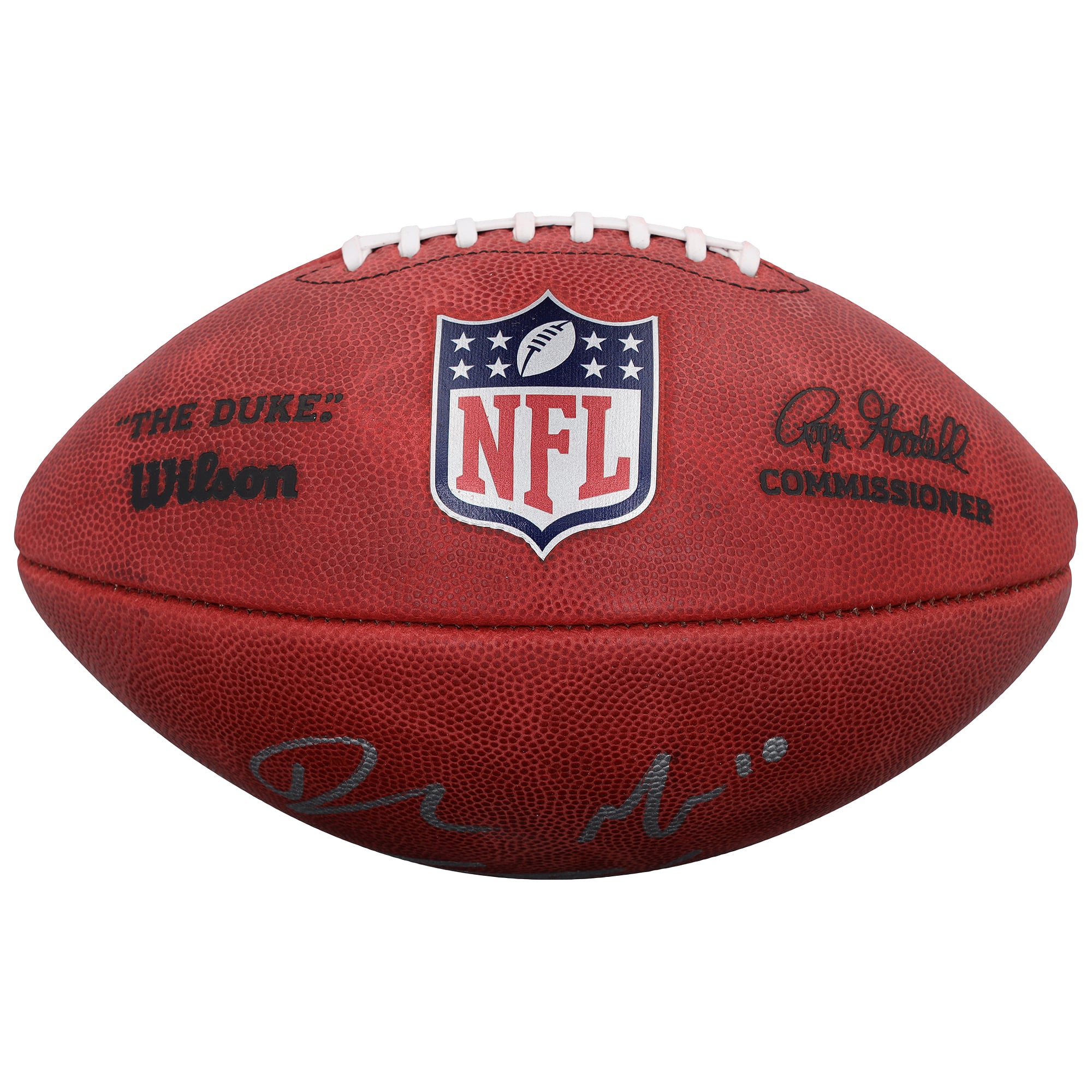 Ballon de football américain Duke en couleur, autographié par A.J. Brown et Drake Maye des New England Patriots