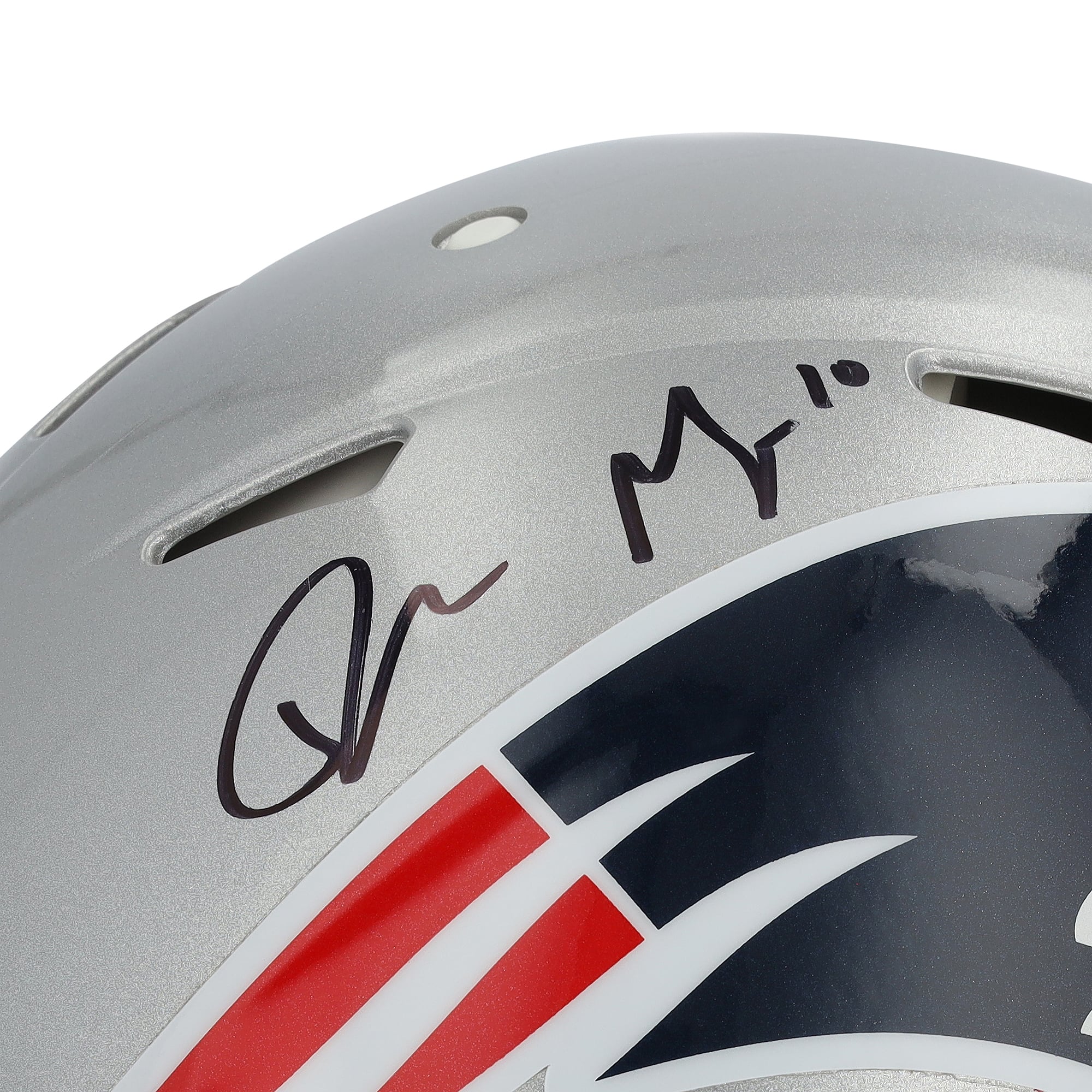 Casque Riddell Speed ​​Authentic autographié par A.J. Brown et Drake Maye des New England Patriots
