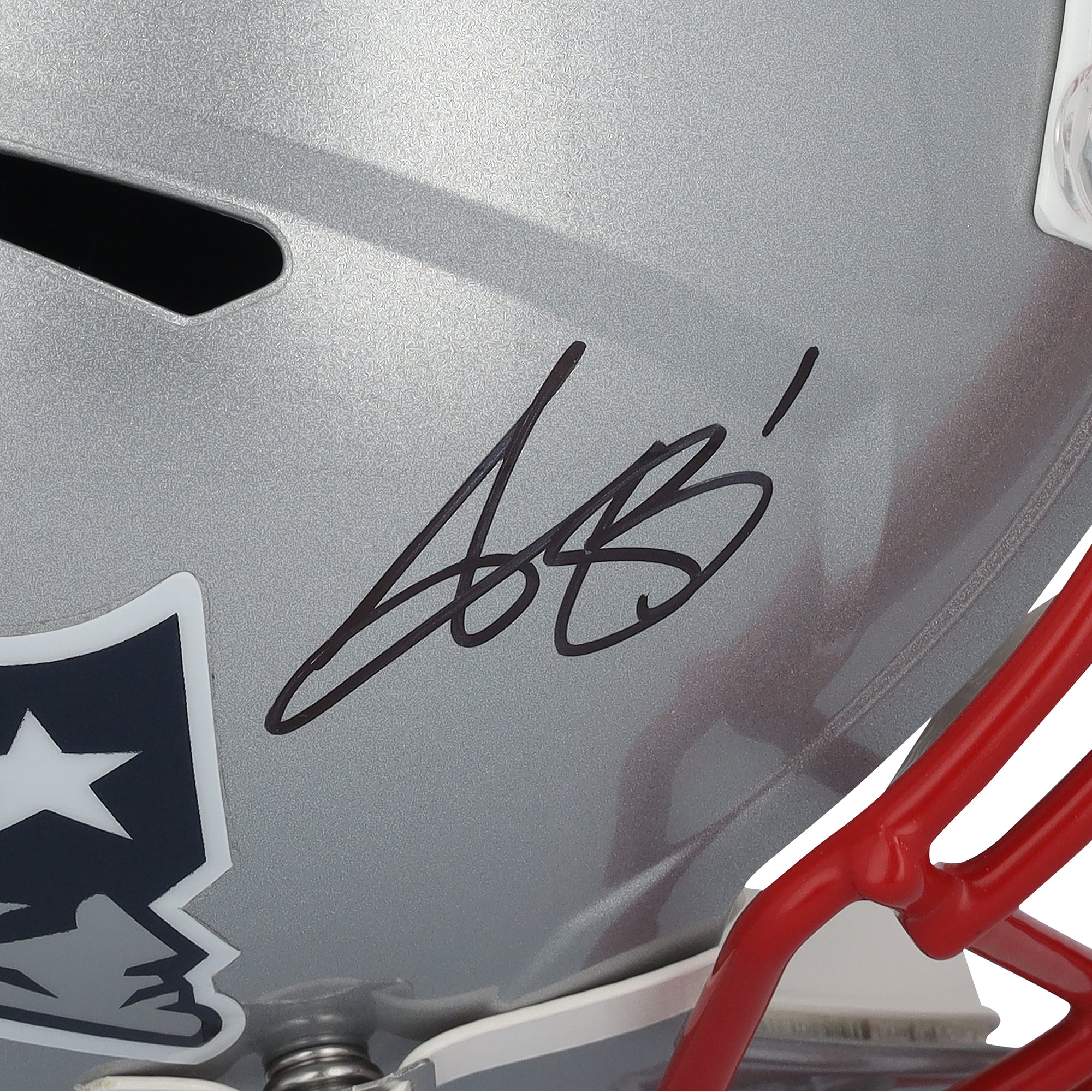 Casque réplique Riddell Speed ​​autographié par A.J. Brown et Drake Maye des New England Patriots