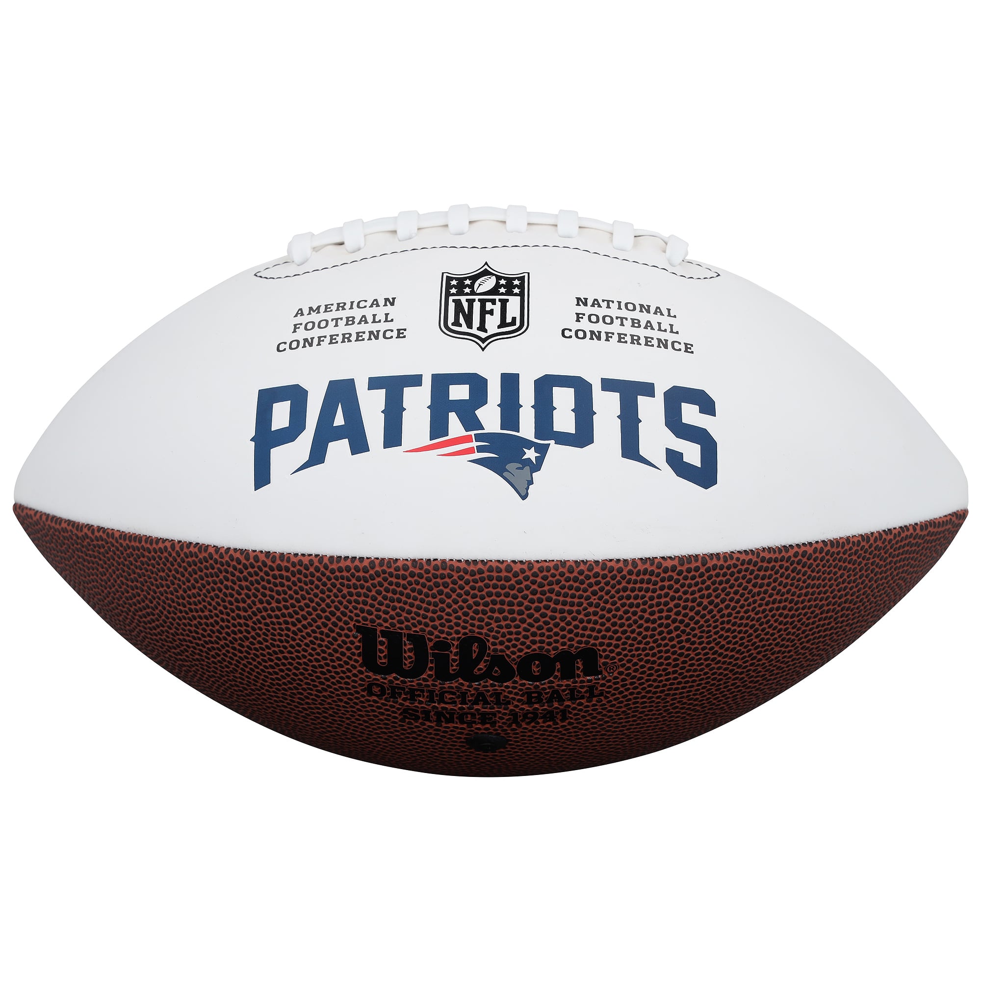 Ballon de football Wilson à panneau blanc autographié par A.J. Brown et Drake Maye des New England Patriots