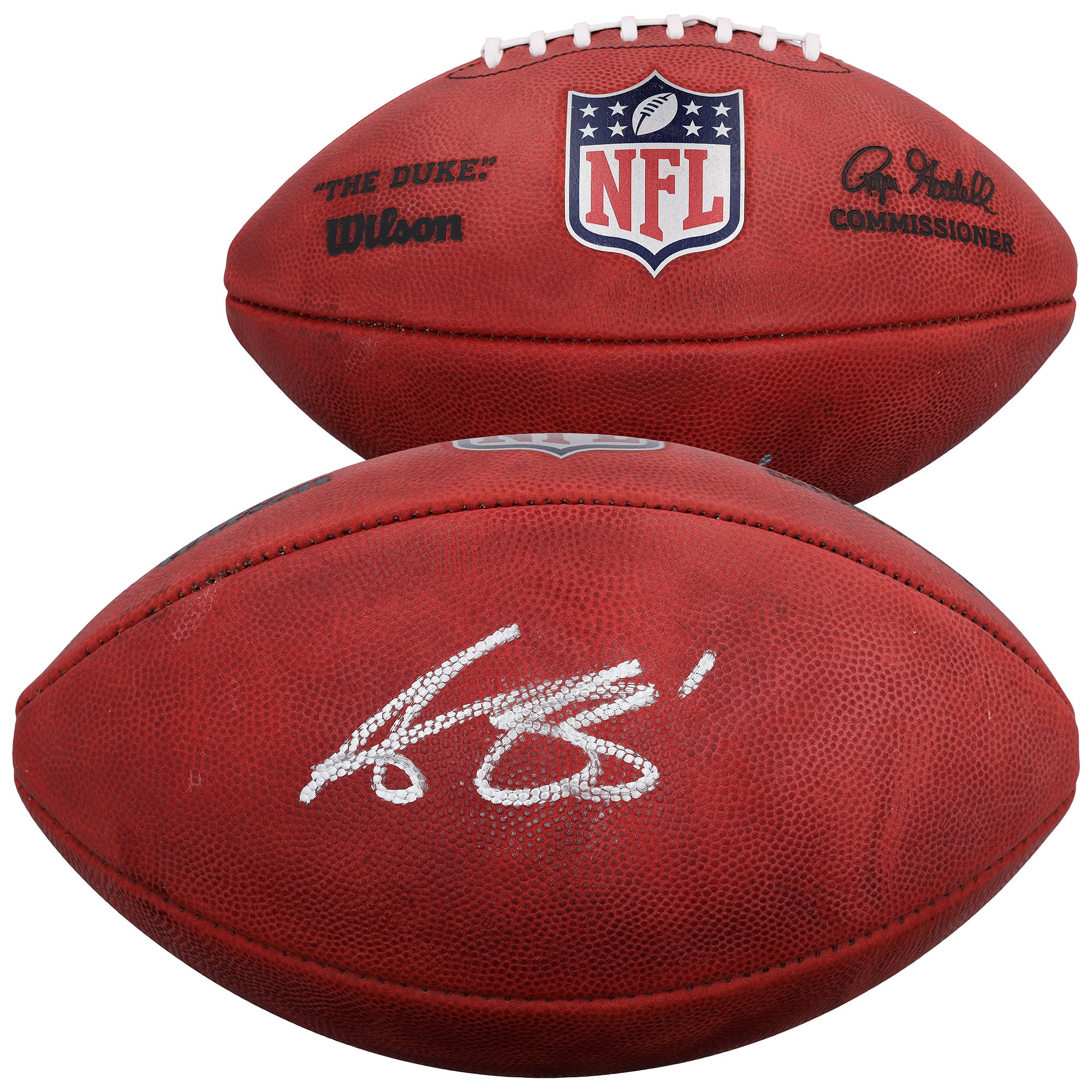 Ballon de football américain Duke en couleur, autographié par A.J. Brown des New England Patriots