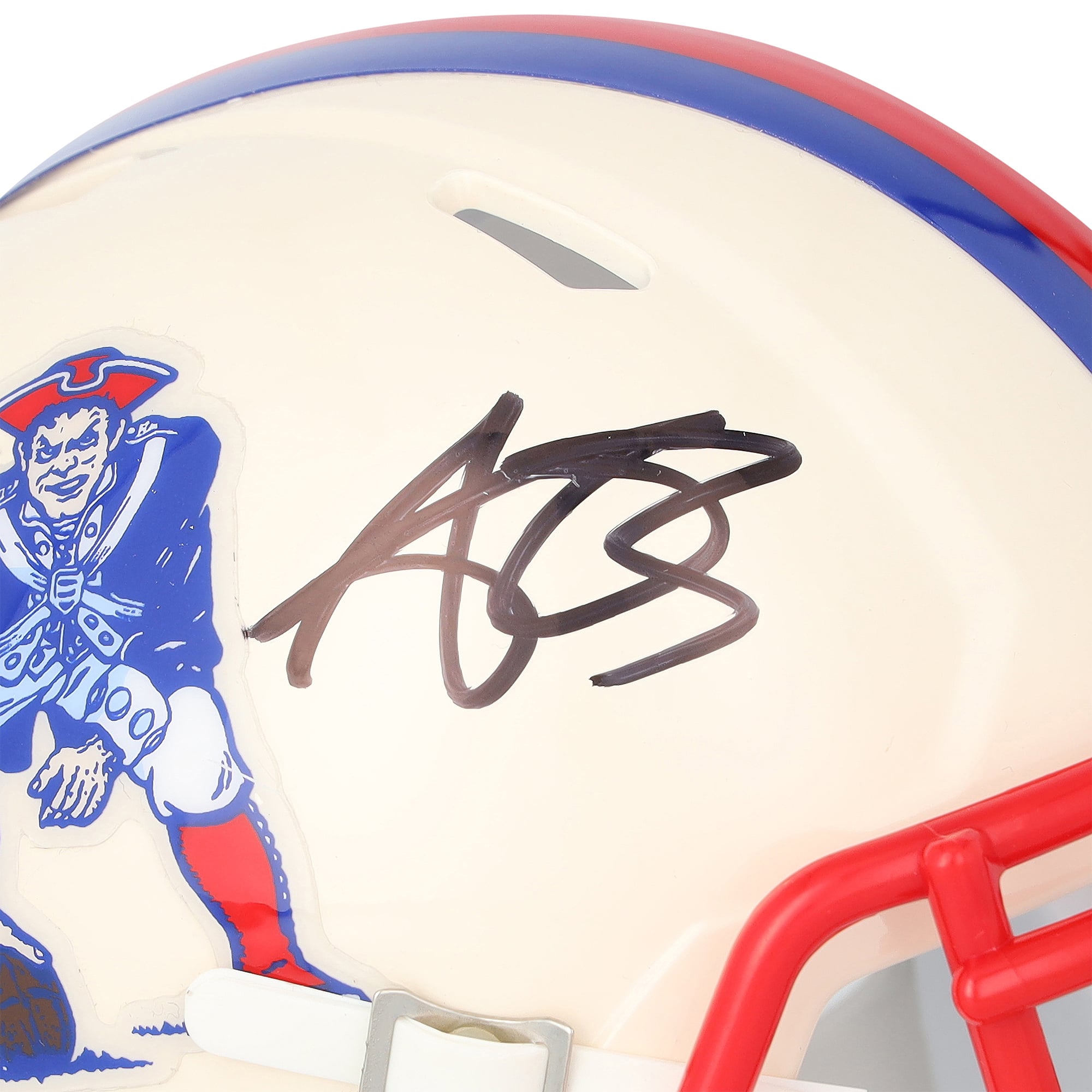 Casque miniature rétro Riddell Speed ​​autographié par A.J. Brown des New England Patriots