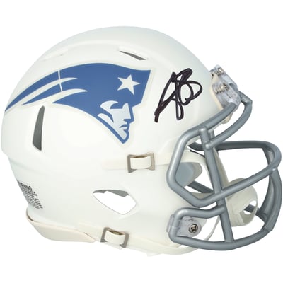 A.J. Brown New England Patriots Autographed Fanatics Authentic Riddell Rivalry Speed Mini Helmet