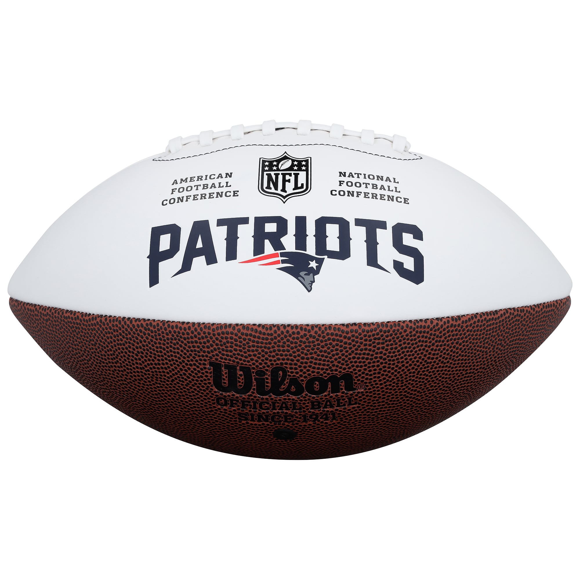 Ballon de football américain Wilson White Panel autographié par A.J. Brown des New England Patriots