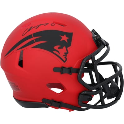 Christian Gonzalez New England Patriots Autographed Fanatics Authentic Riddell Rave Speed Mini Helmet