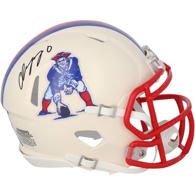 Christian Gonzalez New England Patriots Autographed Fanatics Authentic Riddell Retro Speed Mini Helmet