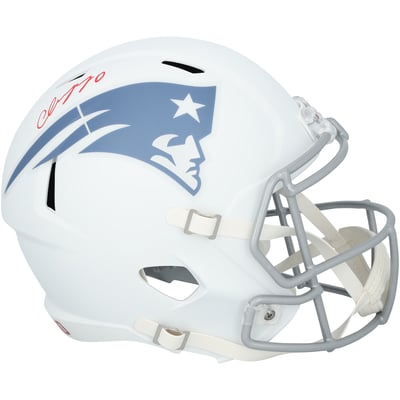 Christian Gonzalez New England Patriots Autographed Fanatics Authentic Riddell Rivalry Speed Replica Helmet