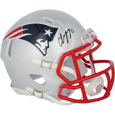 Christian Gonzalez New England Patriots Autographed Fanatics Authentic Riddell Speed Mini Helmet