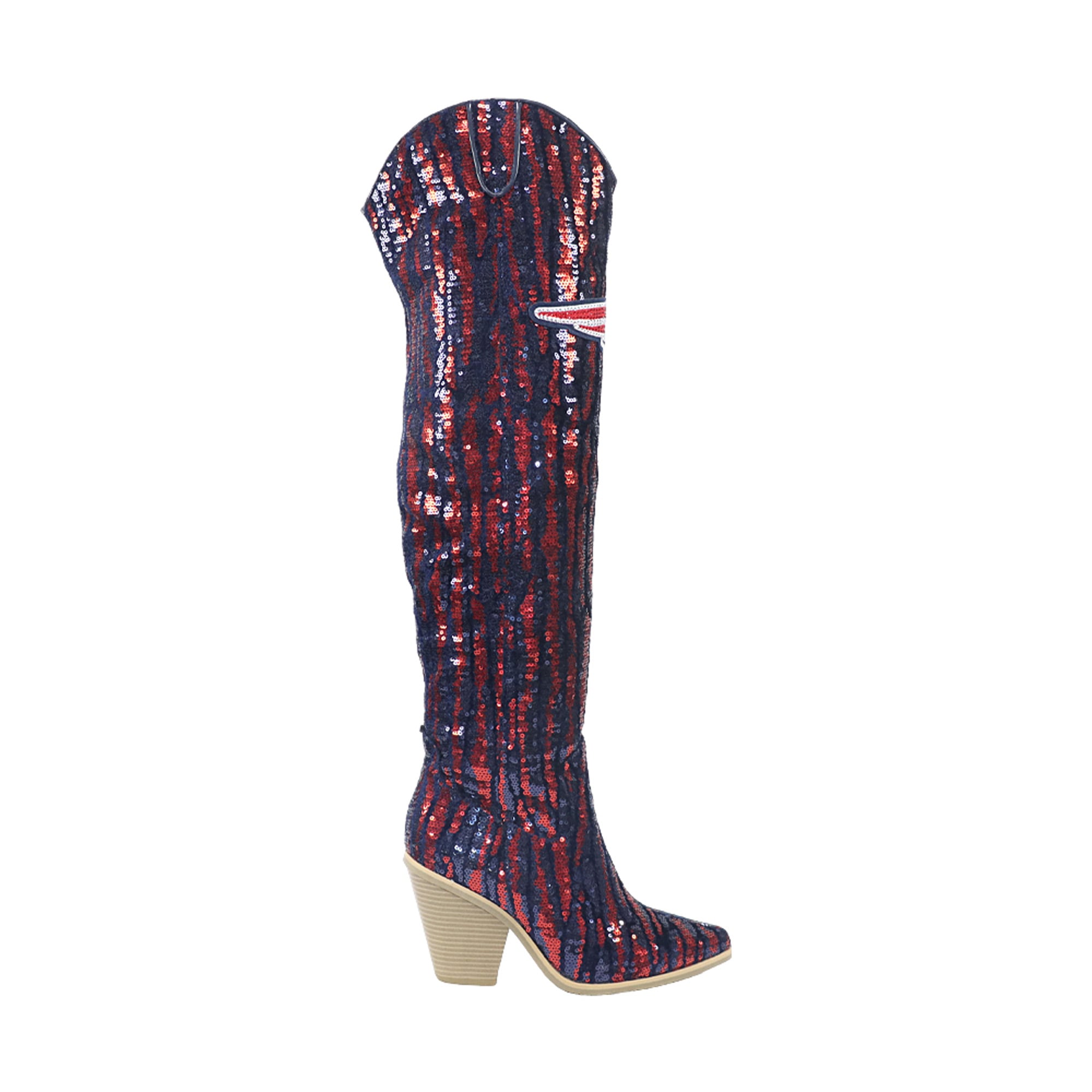 Cuce New England Patriots Over-the-Knee Two-Tone Sequin Boots