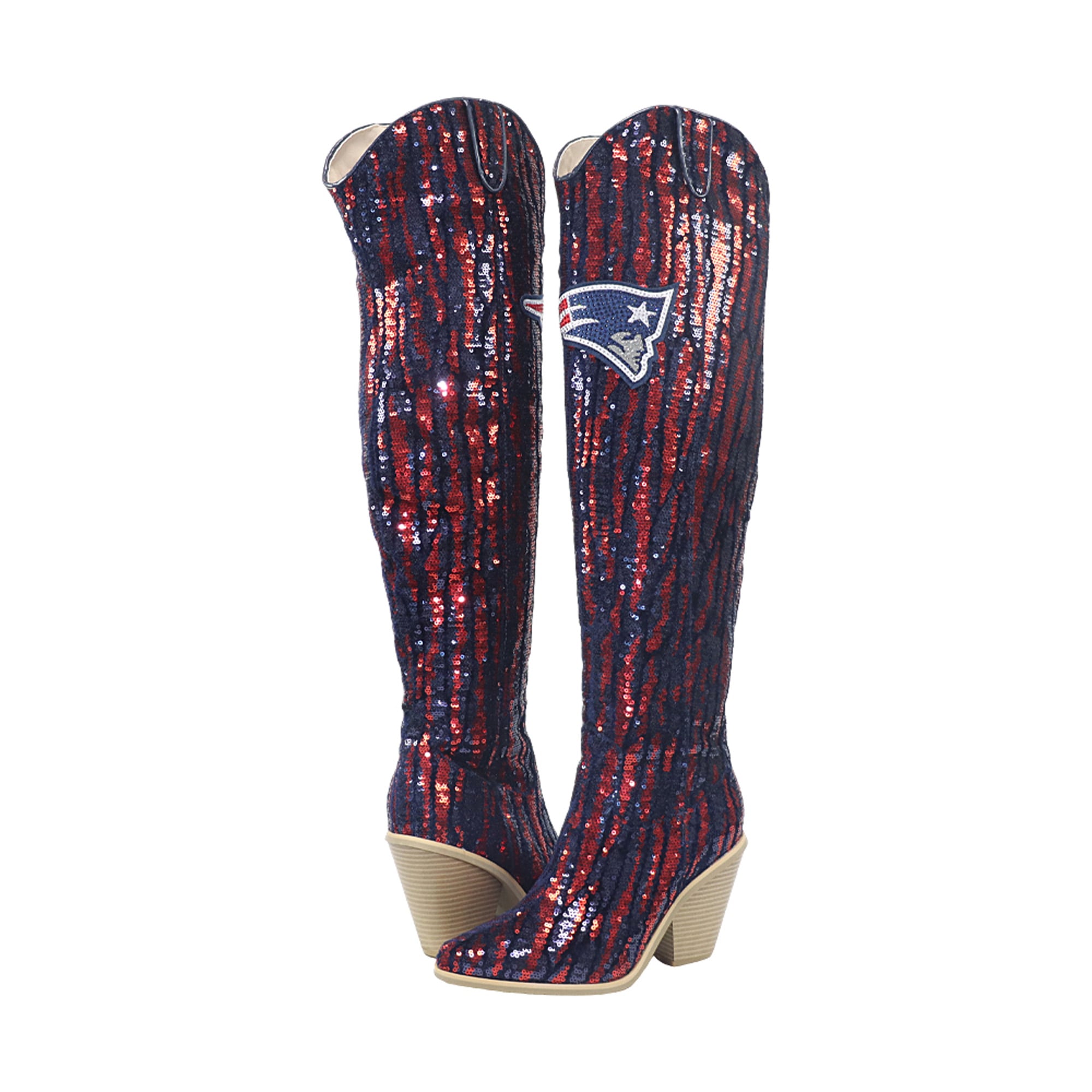 Cuce New England Patriots Over-the-Knee Two-Tone Sequin Boots