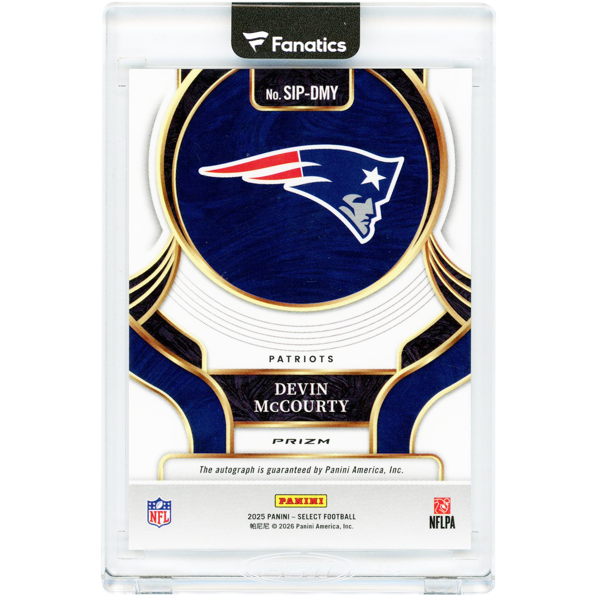 Carte Panini Select Signatures 2025 autographiée par Devin McCourty (New England Patriots) #SIP-DMY