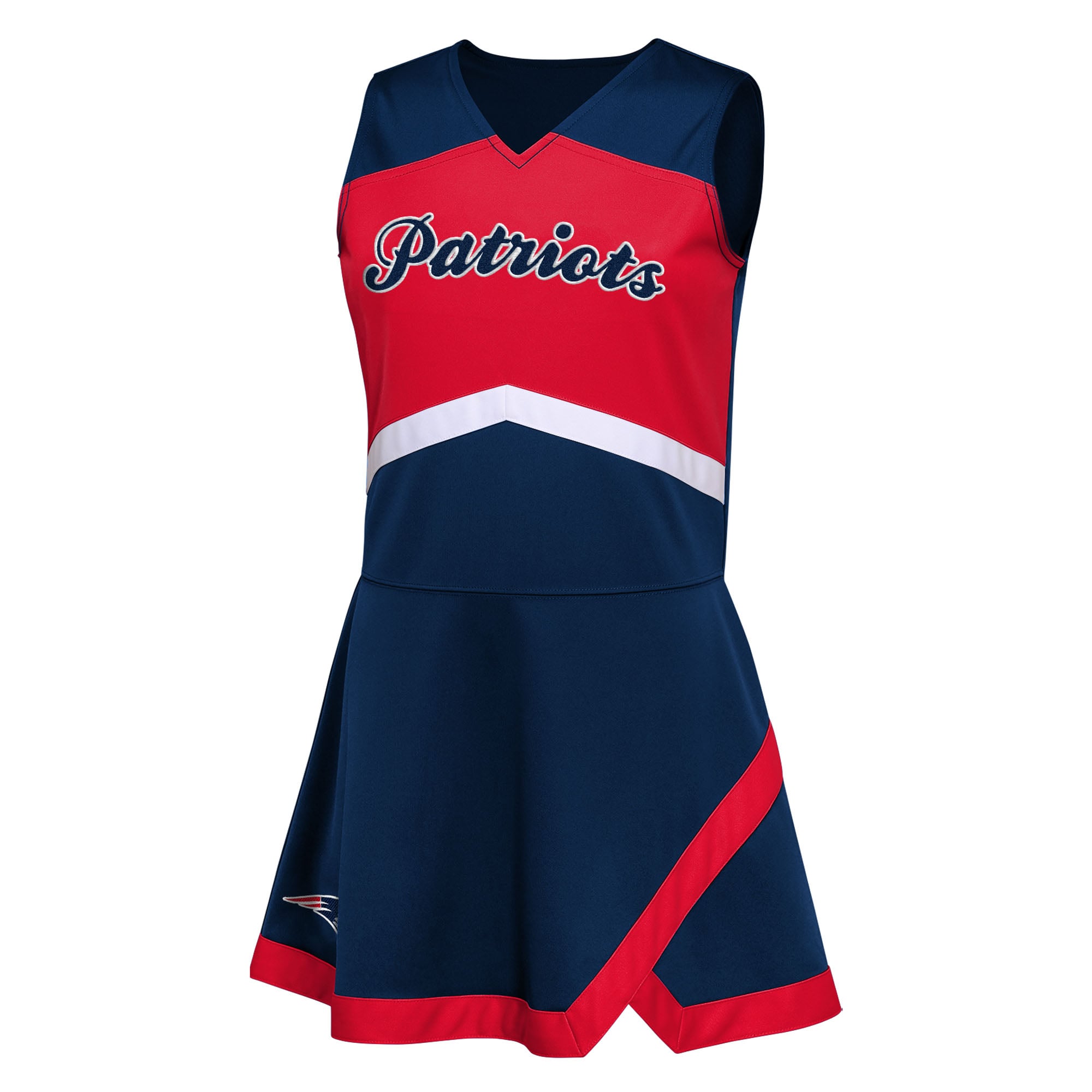 Girls Preschool Navy New England Patriots Two-Piece Cheer Captain Jumper Dress with Bloomers Set