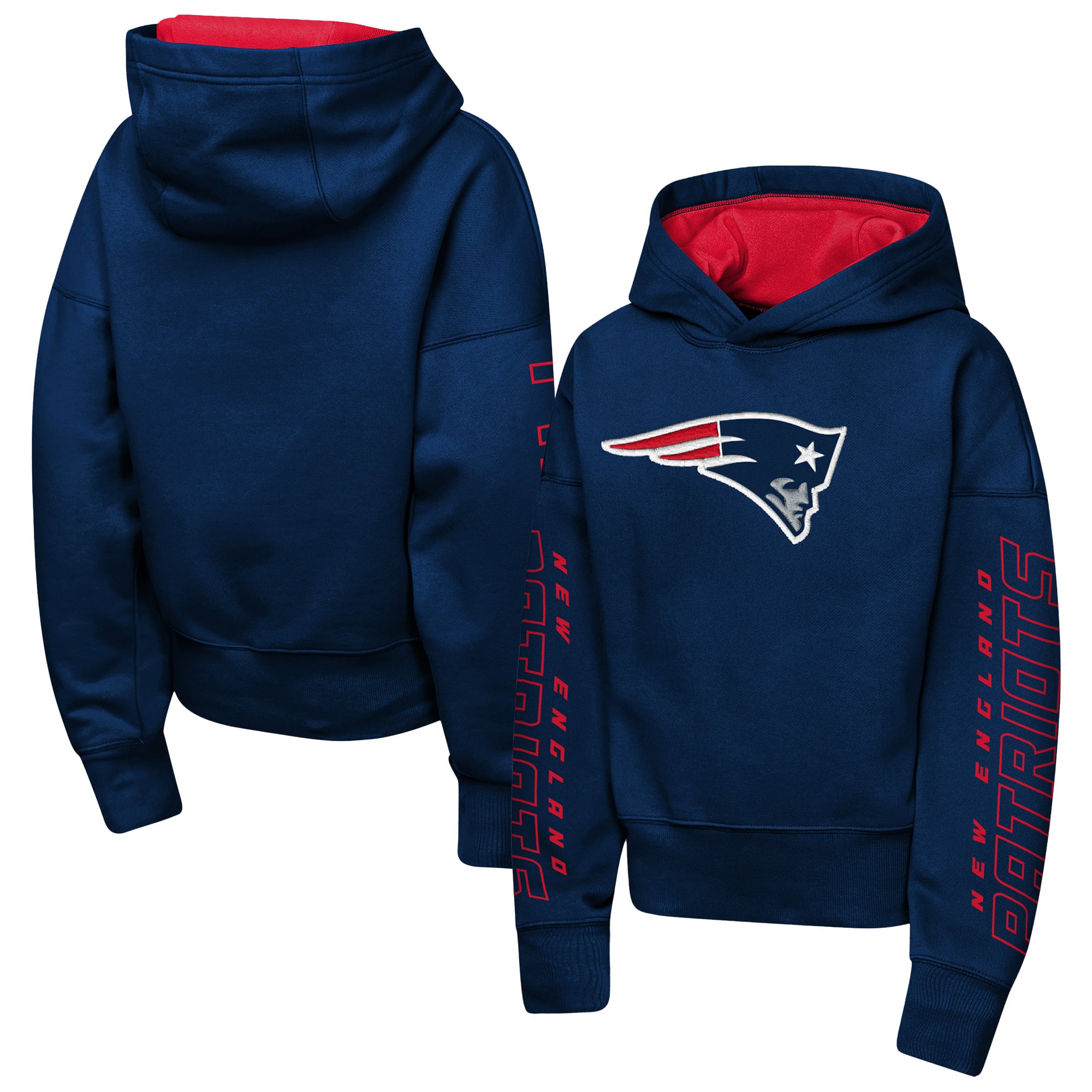 Girls Youth Outerstuff Navy New England Patriots Miss Tailgate Color Block Hoodie