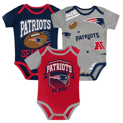  New England Patriots Outerstuff Infant First Round Pick 3-Piece Bodysuit Set