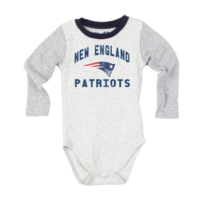  New England Patriots Wes & Willy Infant Jie Jie Hopper Long Sleeve Bodysuit & Pants Set - Heather Gray