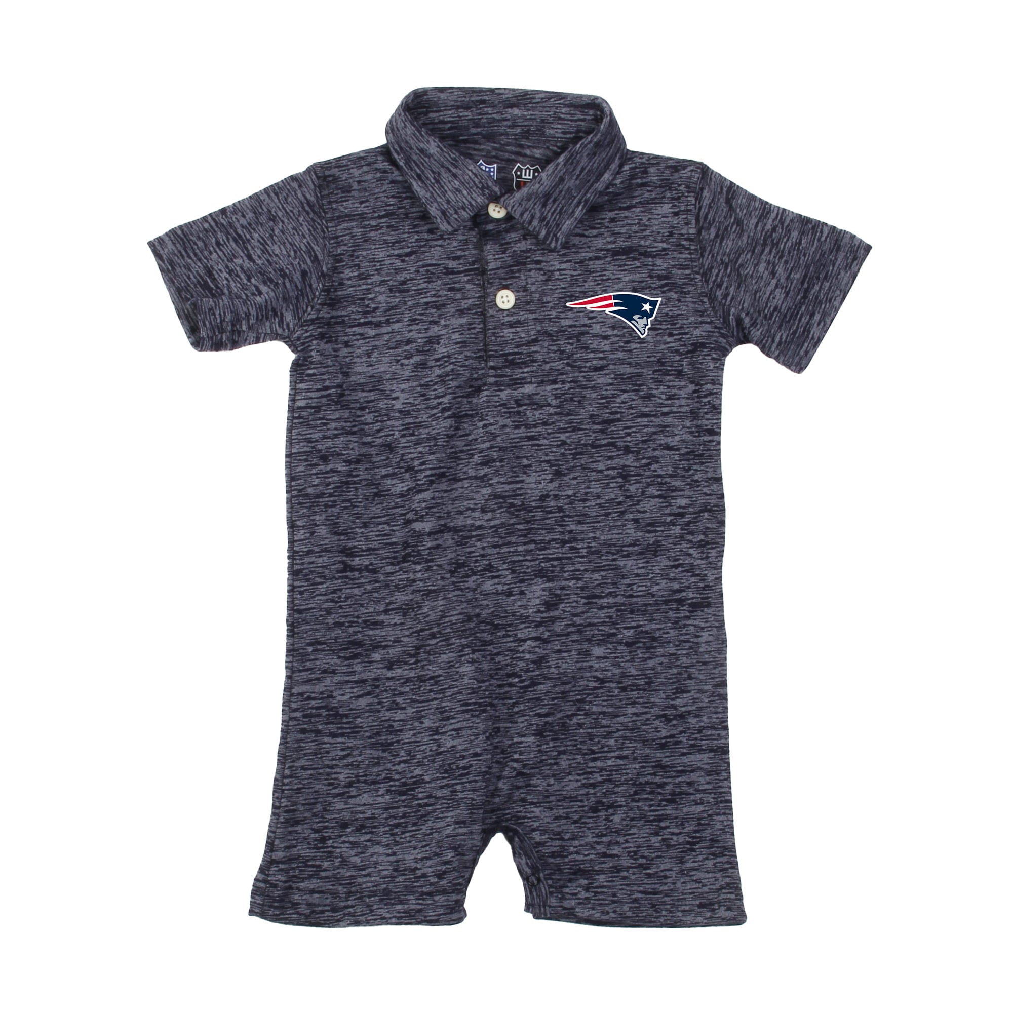 Combinaison polo courte Wes & Willy bleu marine New England Patriots pour bébé, en fil nuageux