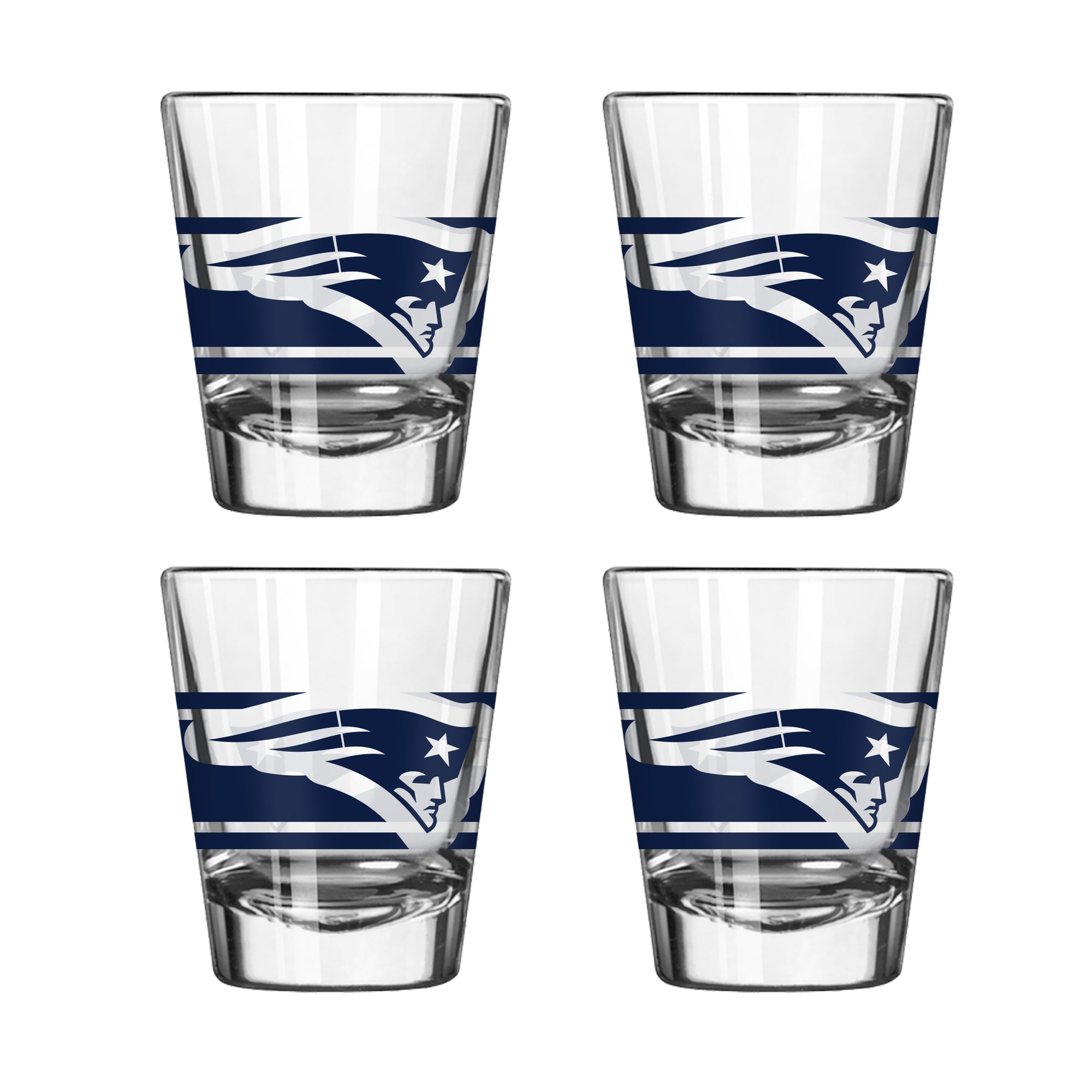 Logo Brands New England Patriots Four-Piece Stripe Shot Glass Set