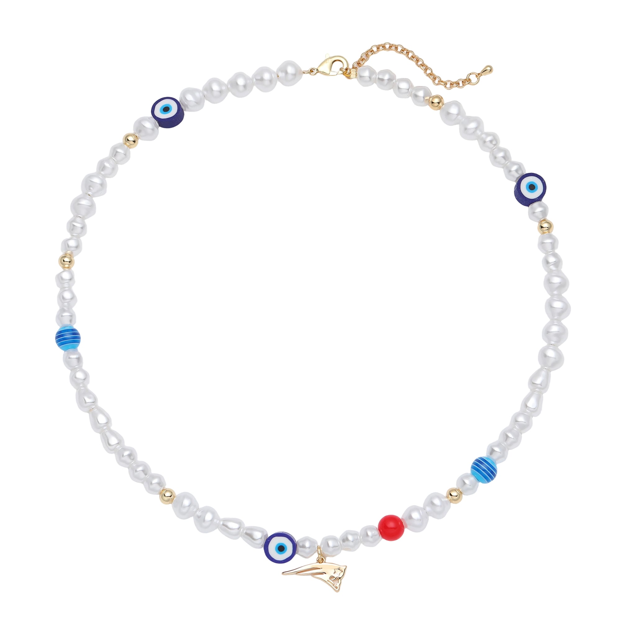 Collier à perles et logo LUV AJ New England Patriots