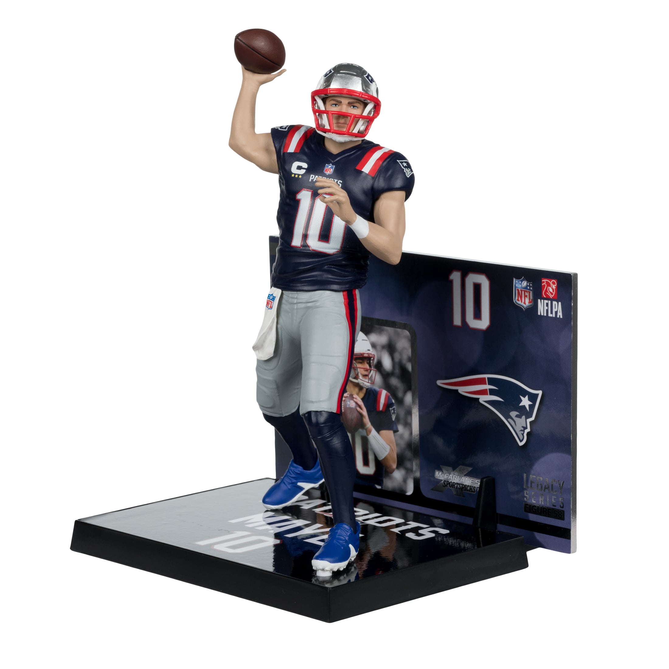 Figurine de joueur Drake Maye des New England Patriots de 18 cm (7 pouces) de McFarlane Toys