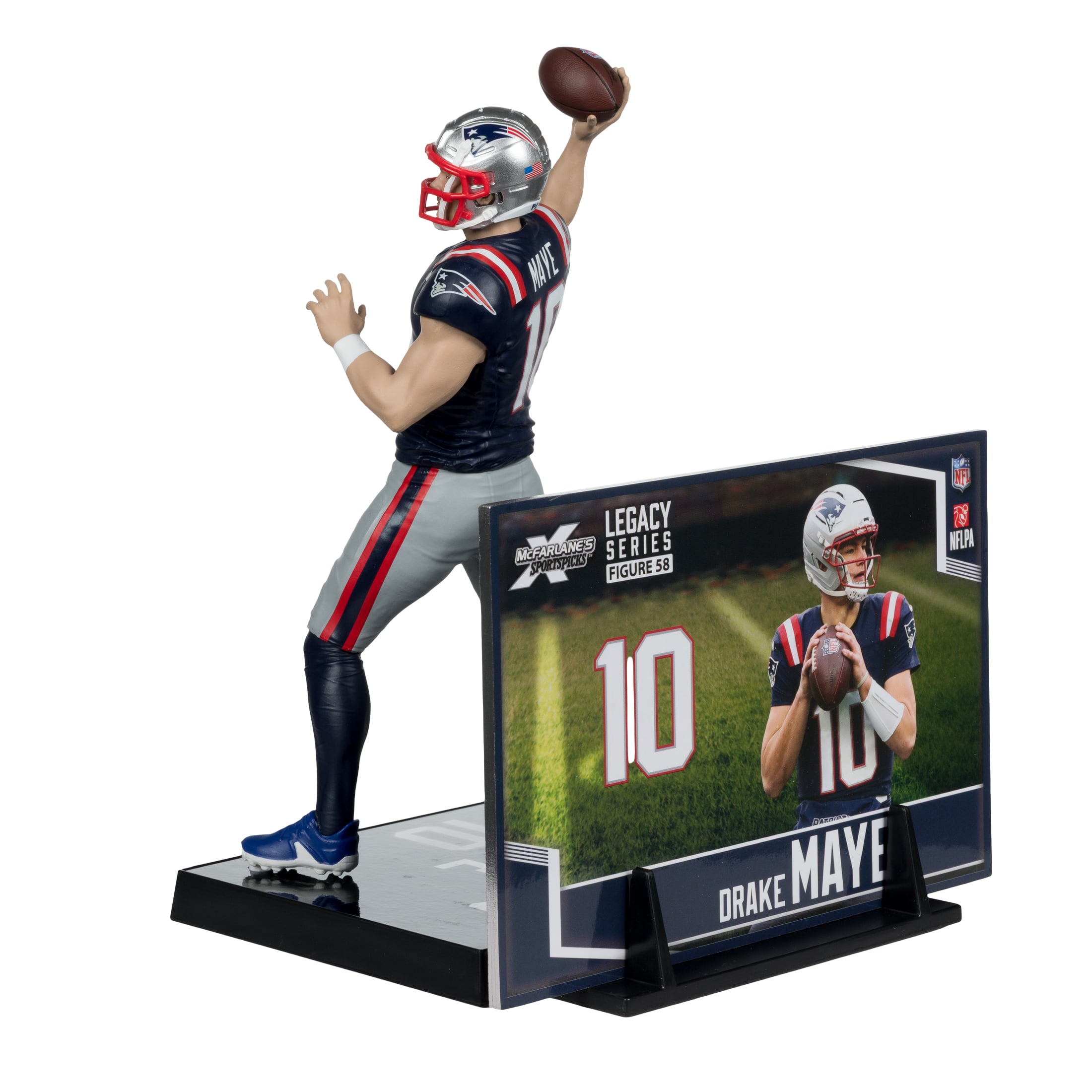 Figurine de joueur Drake Maye des New England Patriots de 18 cm (7 pouces) de McFarlane Toys