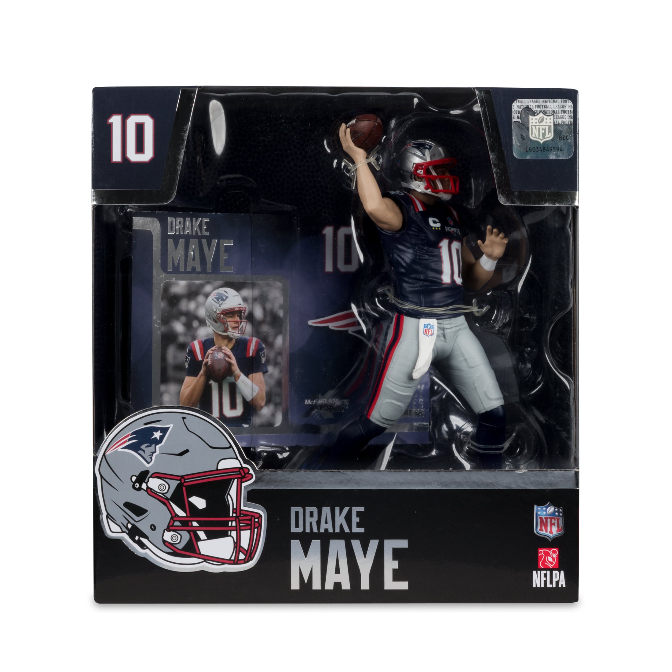 Figurine de joueur Drake Maye des New England Patriots de 18 cm (7 pouces) de McFarlane Toys