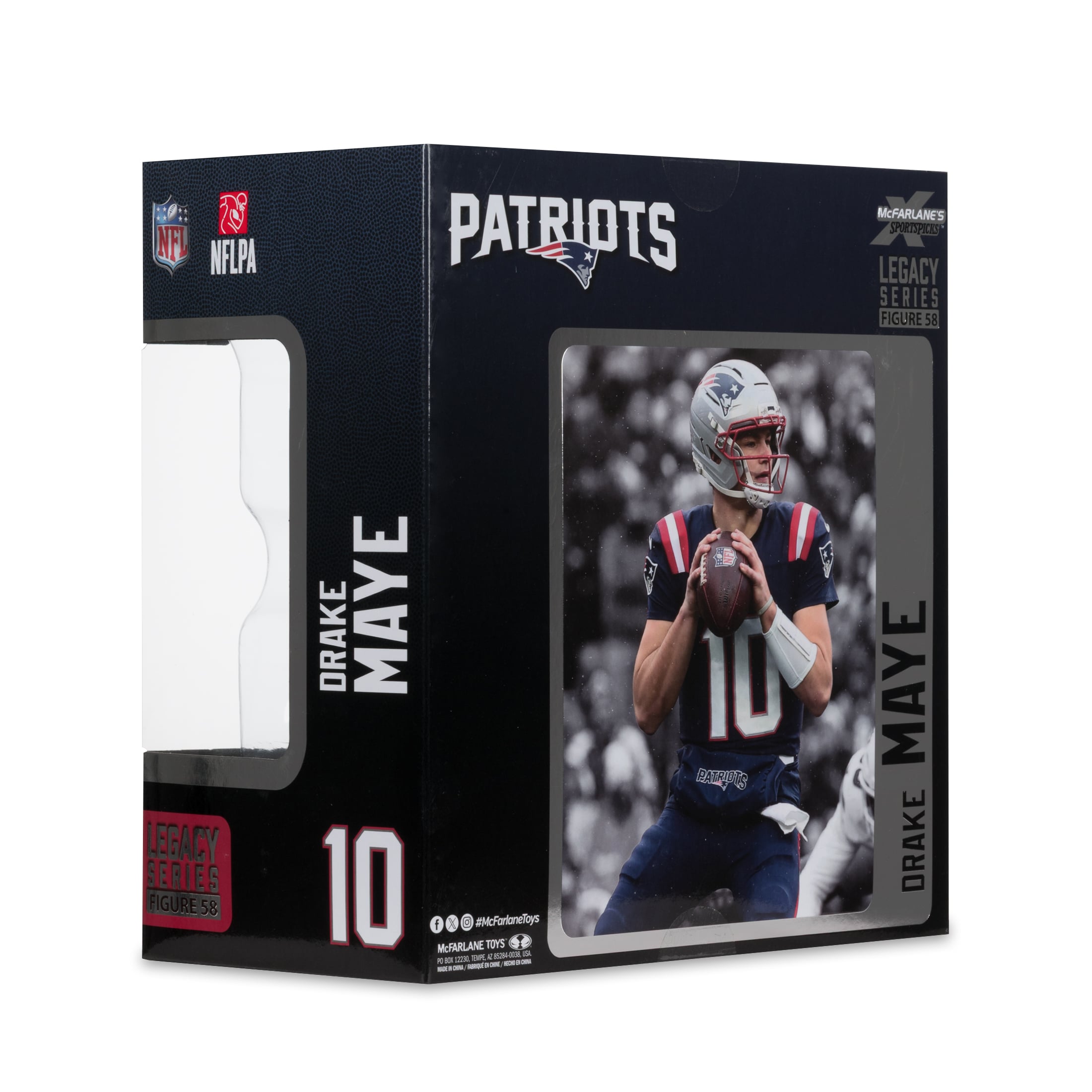 Figurine de joueur Drake Maye des New England Patriots de 18 cm (7 pouces) de McFarlane Toys