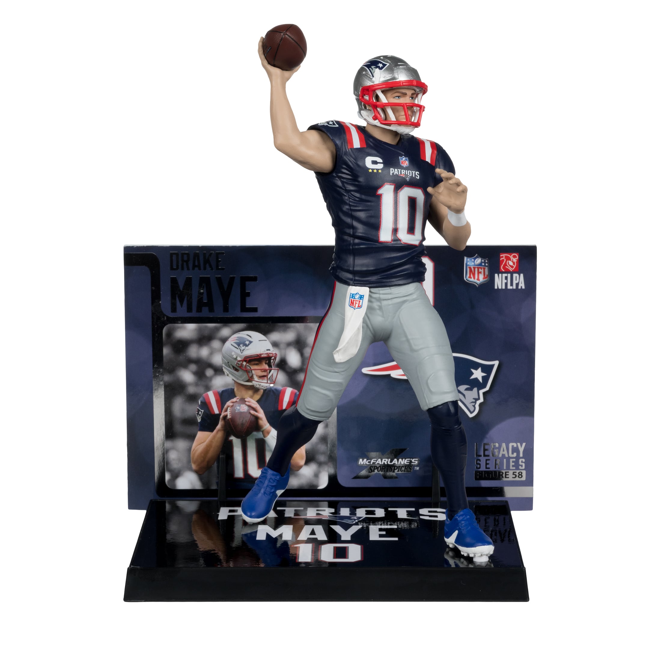 Figurine de joueur Drake Maye des New England Patriots de 18 cm (7 pouces) de McFarlane Toys