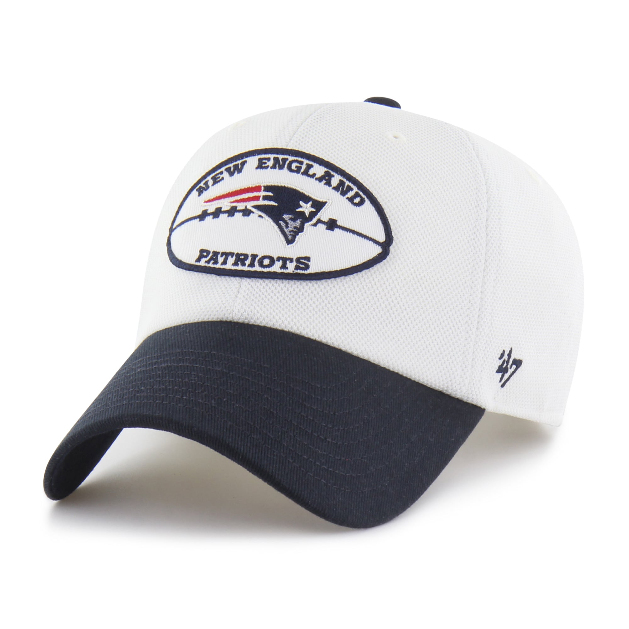 Casquette ajustable « 47 Cream/Marine New England Patriots » en piqué, patch Clean Up
