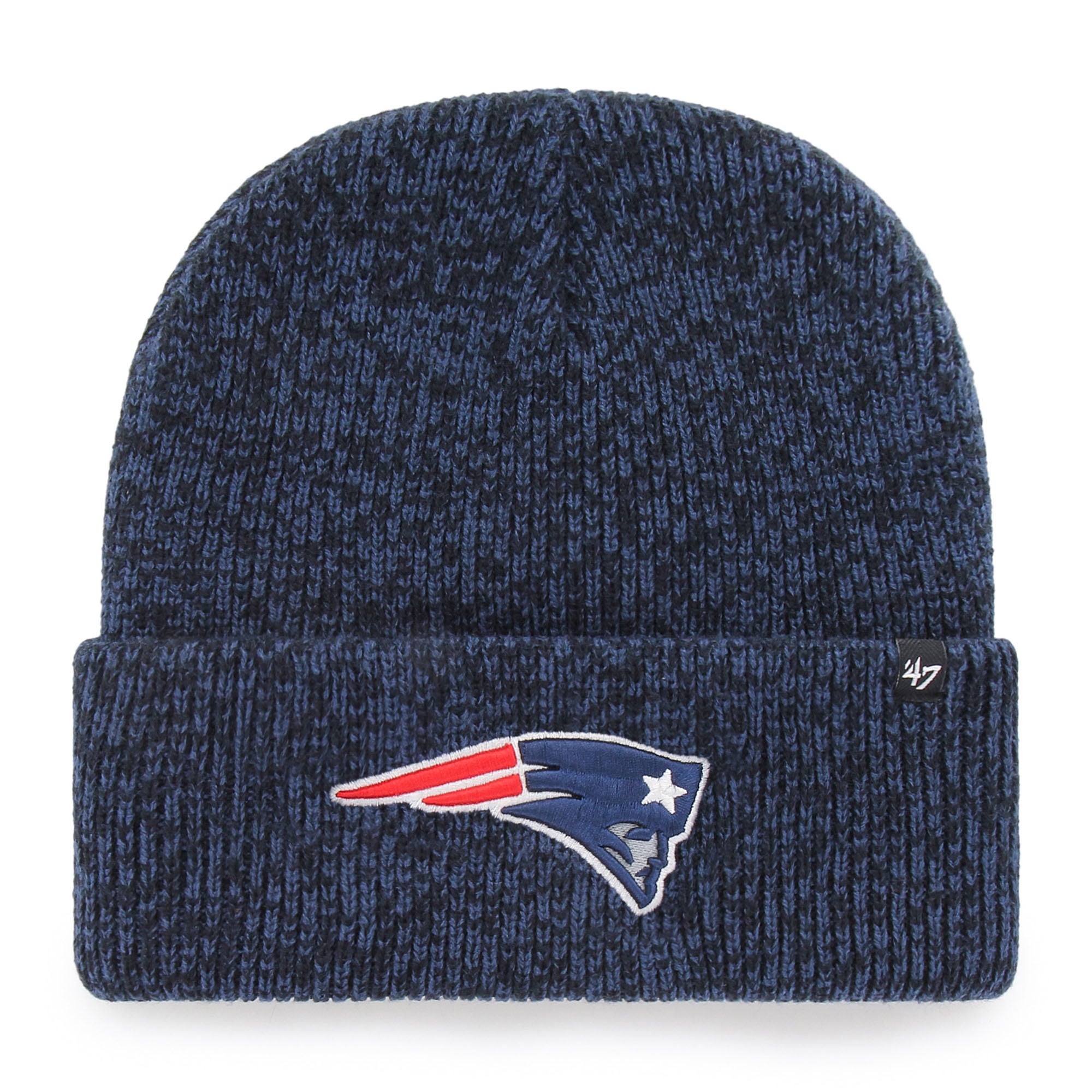 Bonnet en tricot à revers « 47 Heather Navy New England Patriots Brain Freeze » pour homme