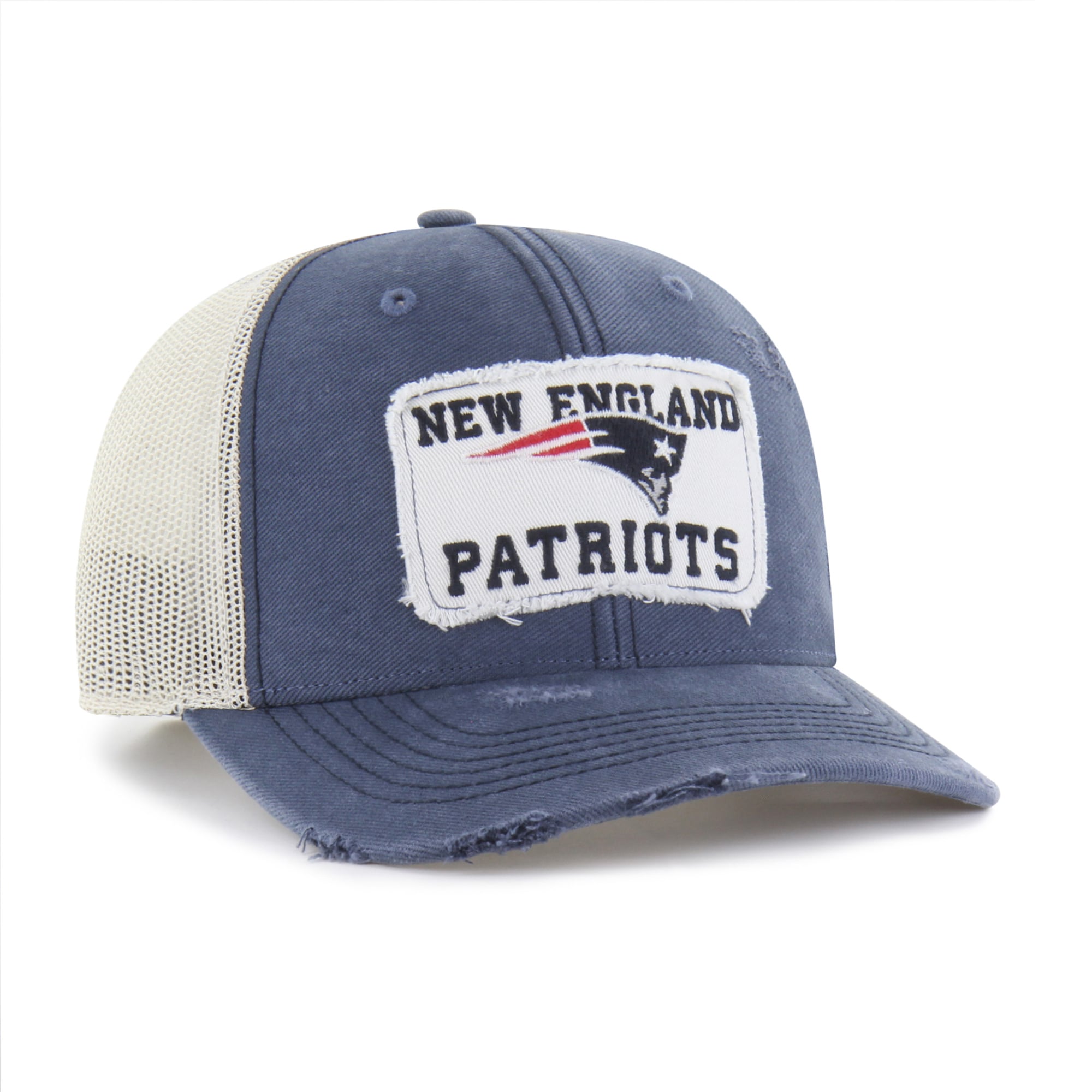 Casquette trucker ajustable New England Patriots Egremont, bleu marine, modèle 47, usée.