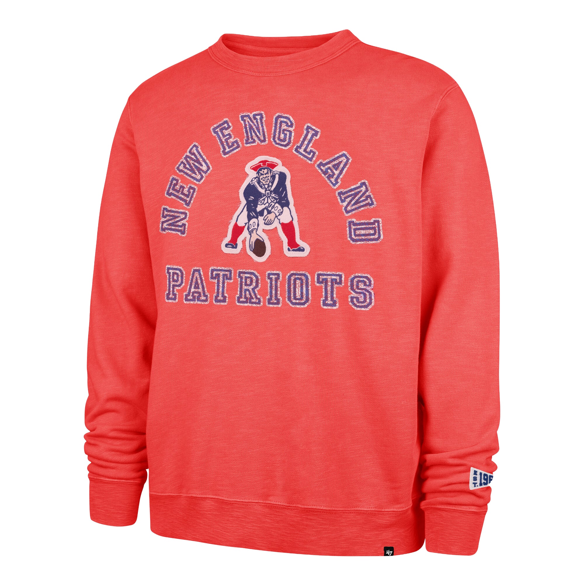 Men's '47 Red New England Patriots Calderwood Well Worn French Terry Sweatshirt