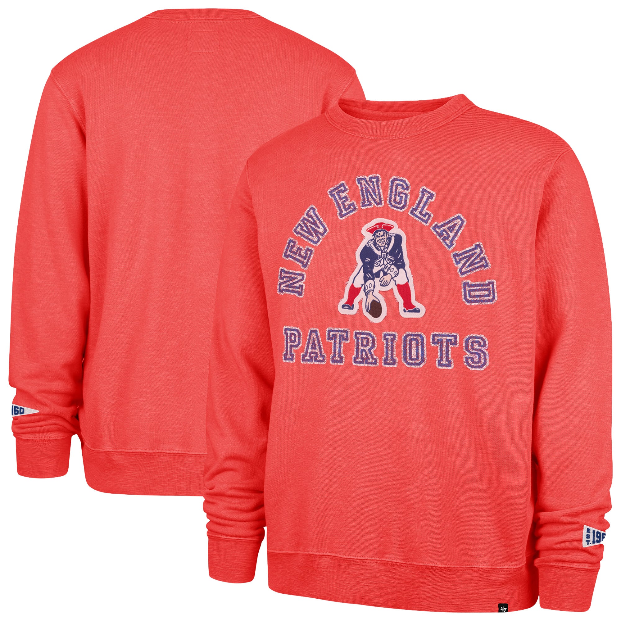 Men's '47 Red New England Patriots Calderwood Well Worn French Terry Sweatshirt