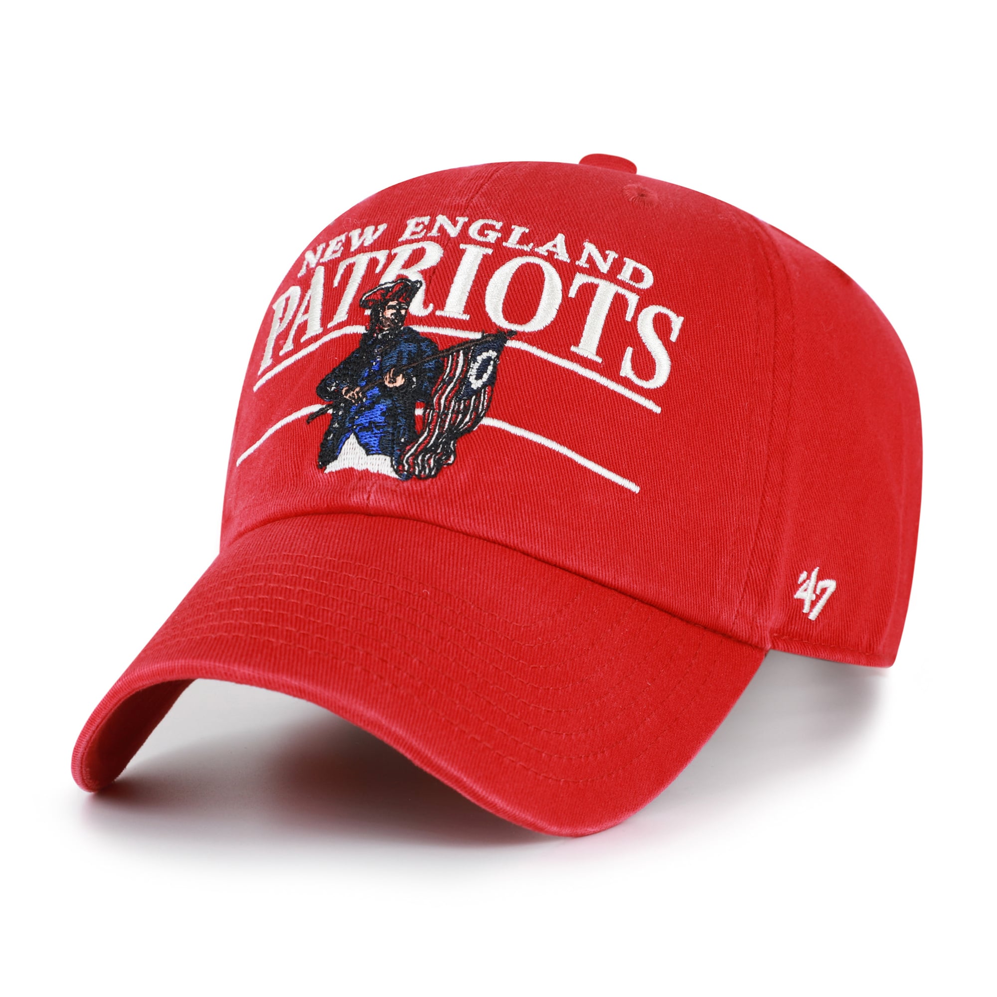 Men's '47 Red New England Patriots Throwback Graphic Clean Up Adjustable Hat