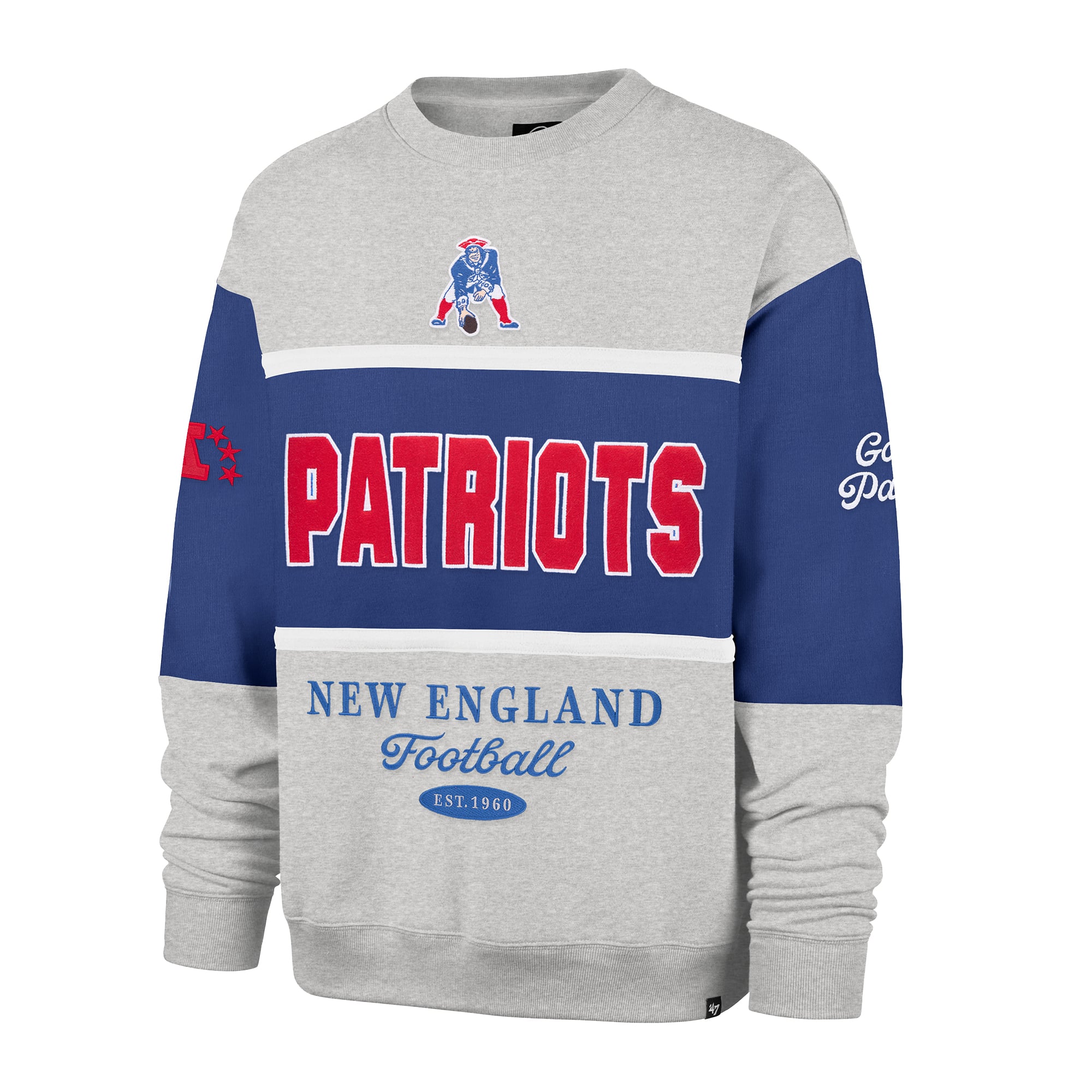 Sweat-shirt homme '47 Royal/Gris chiné New England Patriots Blockfield Maximalist