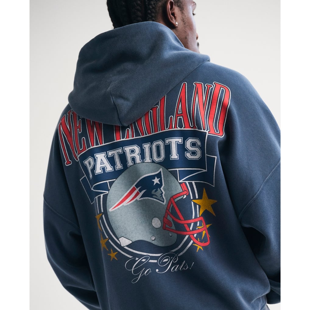 Men's Abercrombie & Fitch Navy New England Patriots Fleece Full-Zip Hoodie