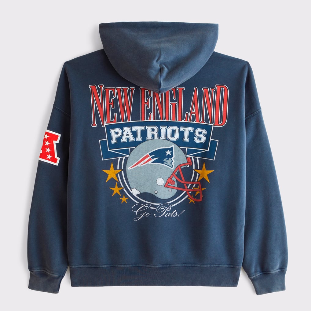 Men's Abercrombie & Fitch Navy New England Patriots Fleece Full-Zip Hoodie