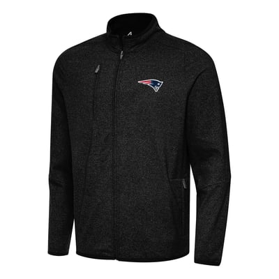 New England Patriots Antigua  Hold-Up Tri-Blend Full-Zip Jacket - Heather Black