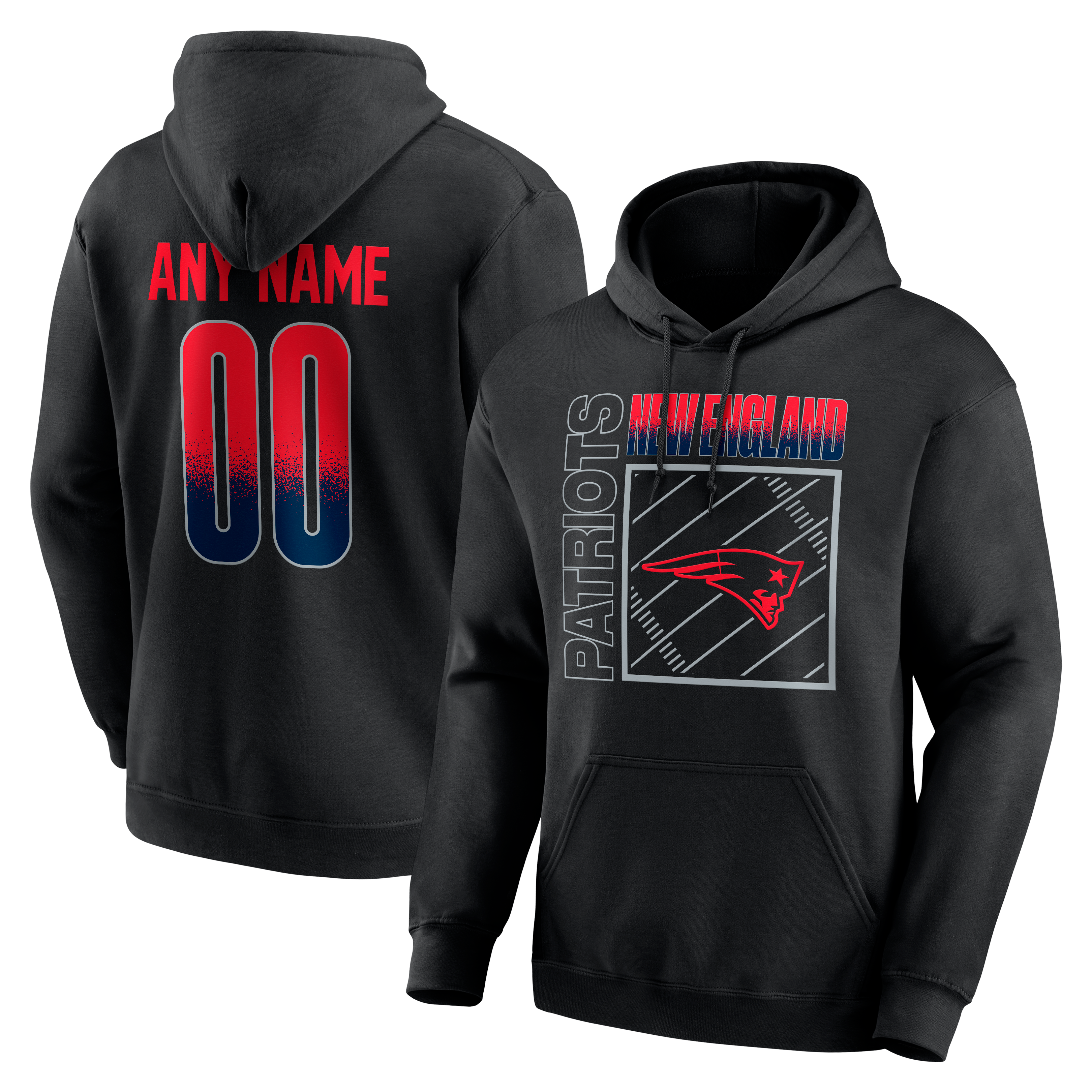 Men's Black New England Patriots Home Field Pop Personalized Name & Number Hoodie
