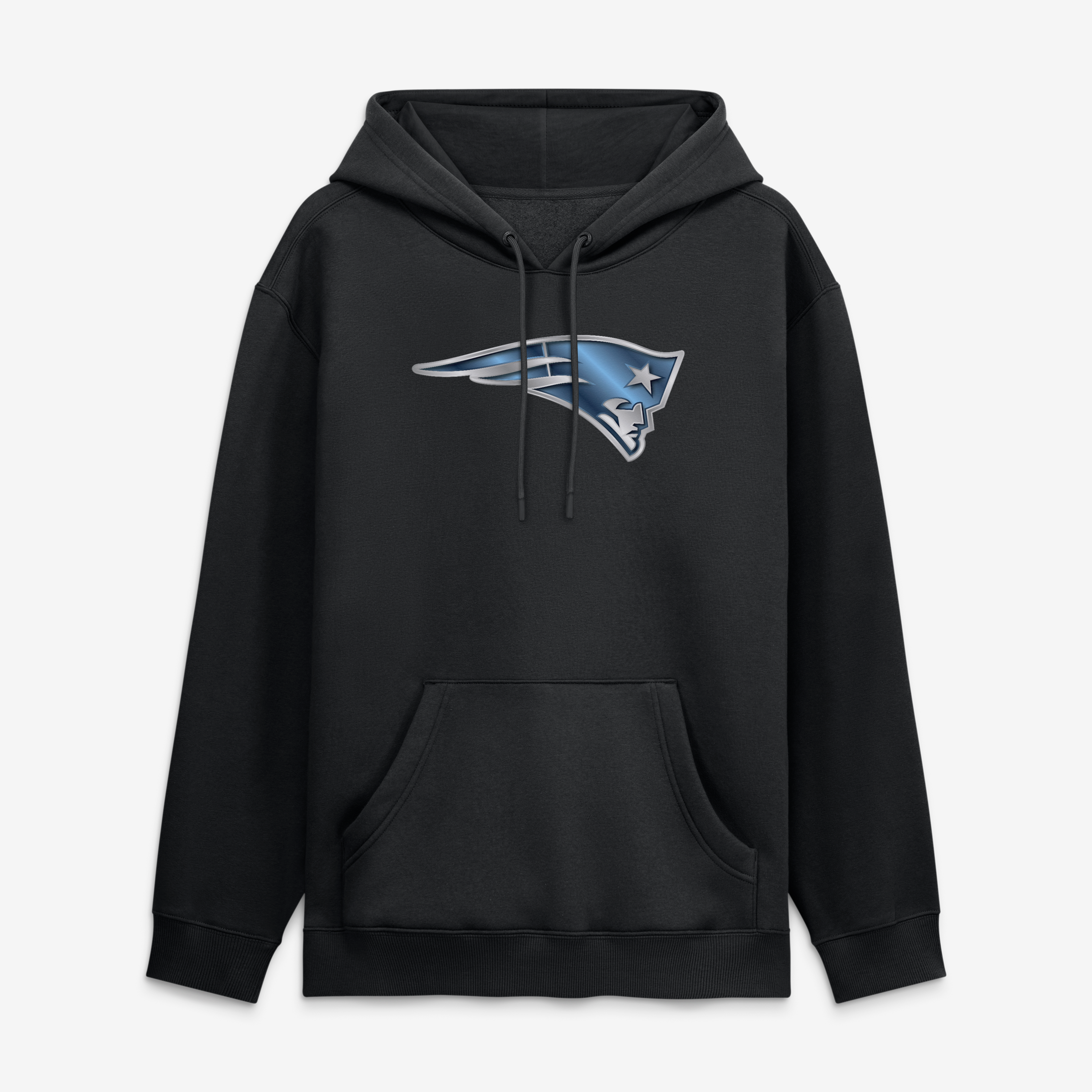 Sweat à capuche noir pour homme avec la mascotte métallique des New England Patriots