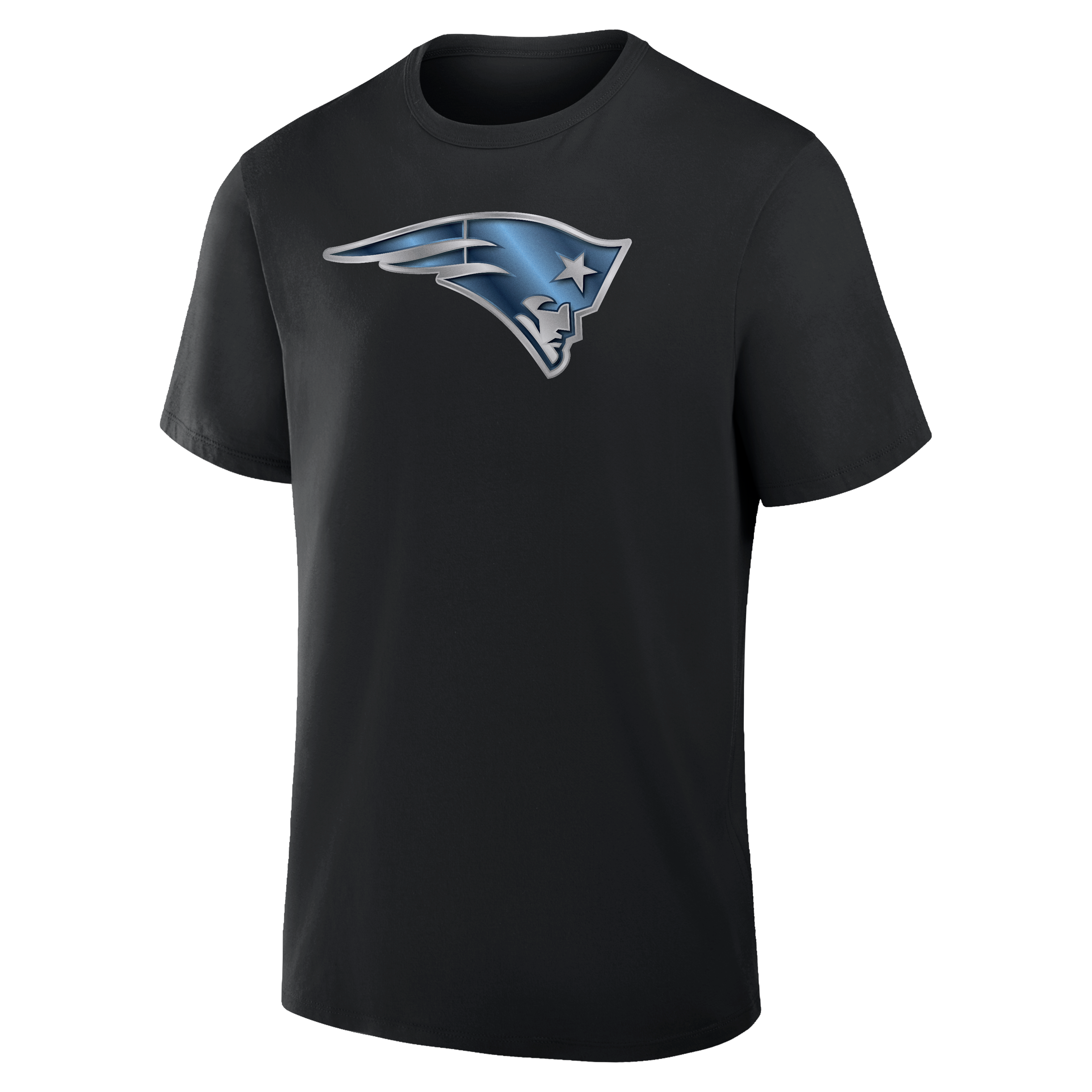 T-shirt noir pour homme avec mascotte métallique des New England Patriots