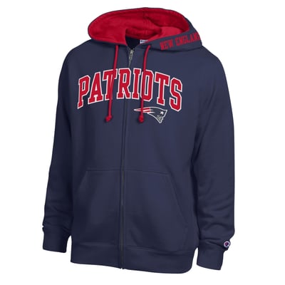  New England Patriots Champion Full-Zip Hoodie -  Navy/Red