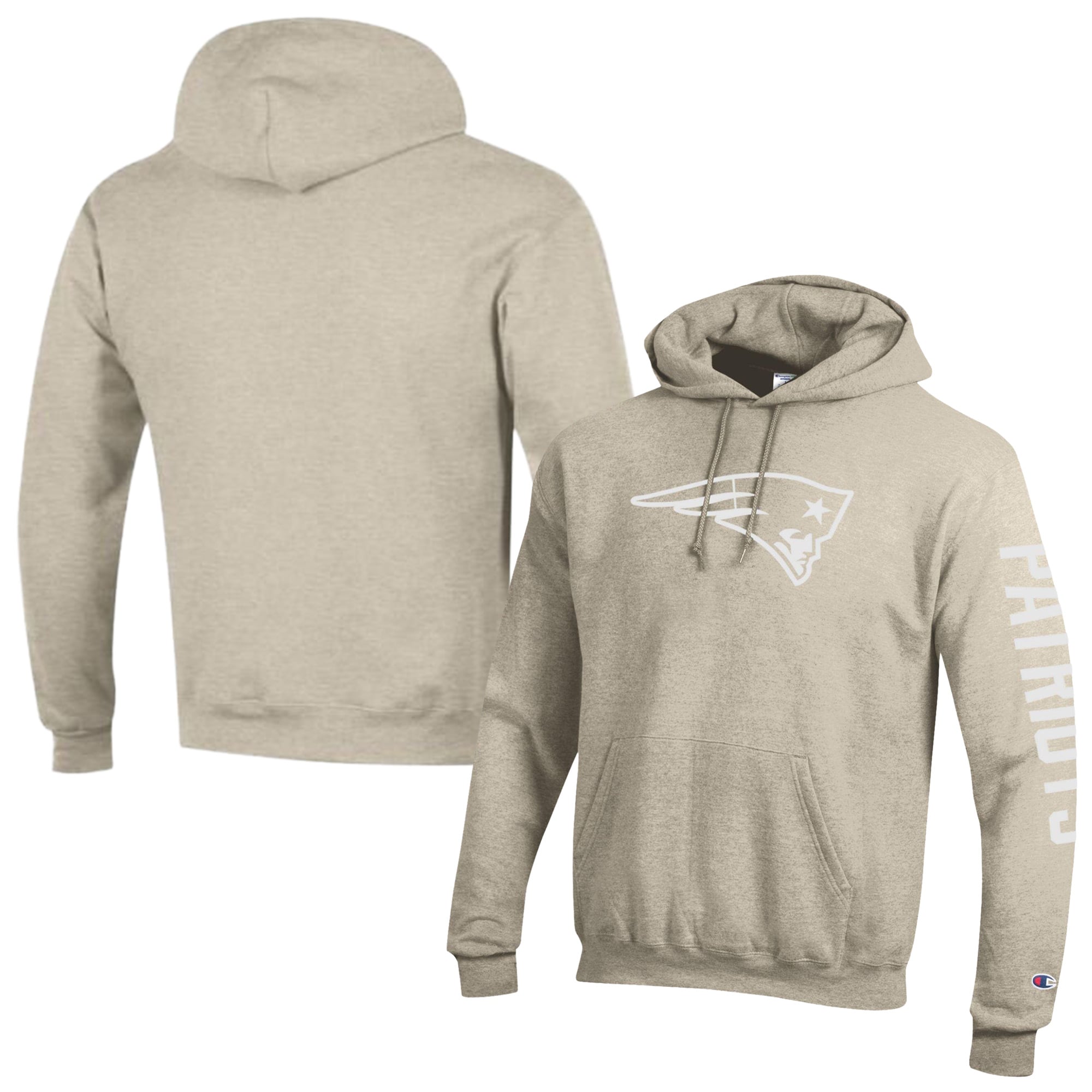 Men's Champion  Oatmeal New England Patriots Powerblend Hoodie