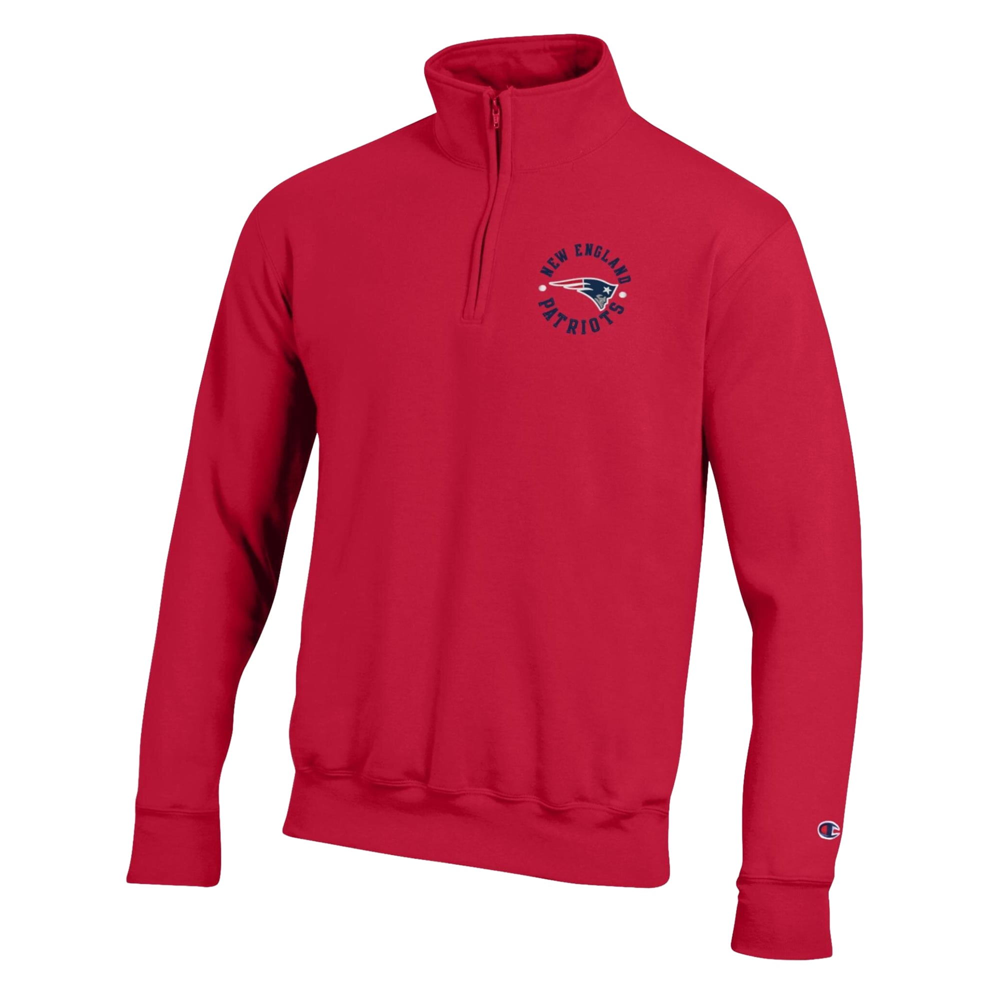 Pull à col zippé Champion rouge New England Patriots Powerblend pour homme