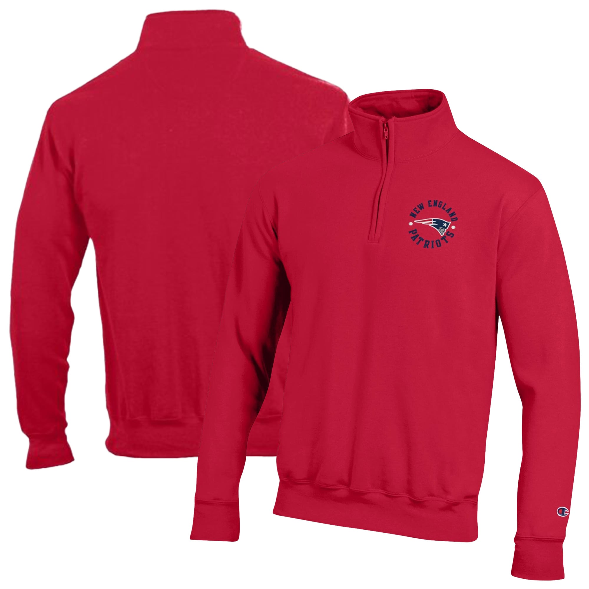 Pull à col zippé Champion rouge New England Patriots Powerblend pour homme