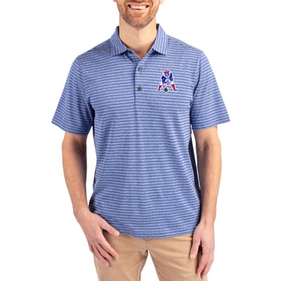  New England Patriots Cutter & Buck Throwback Forge Eco Heather Stripe Stretch Recycled Polo - Heather Royal