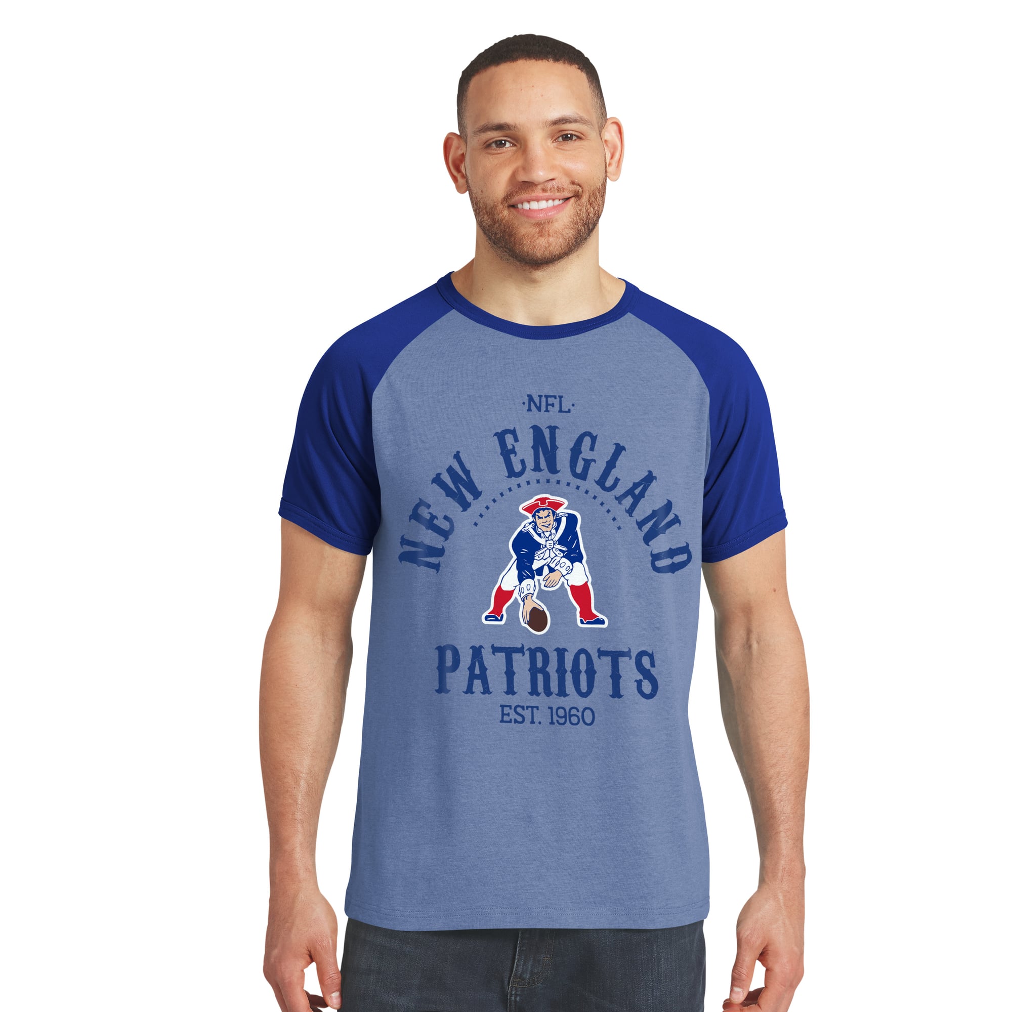 T-shirt raglan bleu marine New England Patriots de la collection Darius Rucker pour homme par Fanatics