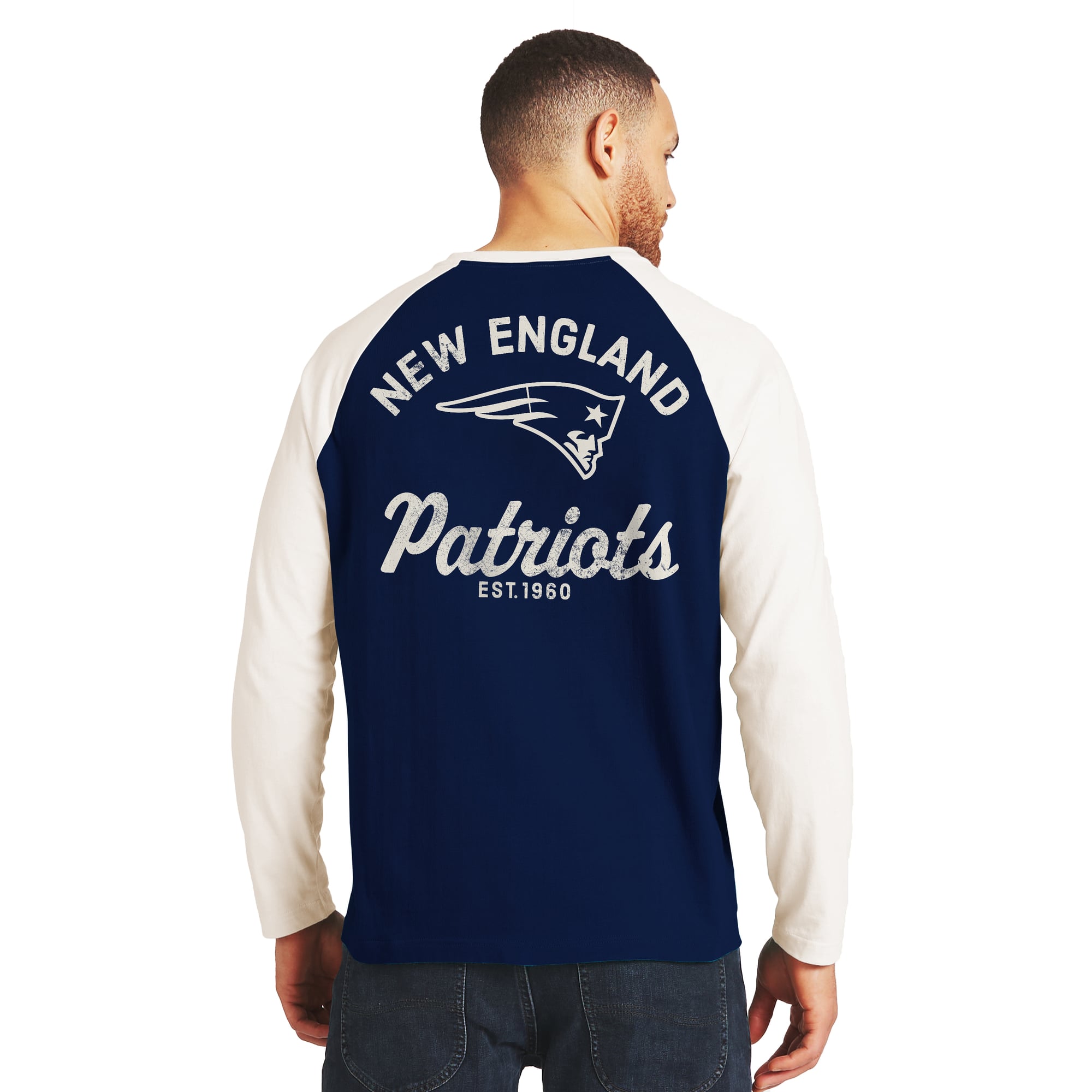 Men's Darius Rucker Collection by Fanatics Navy/Cream New England Patriots Henley Long Sleeve T-Shirt