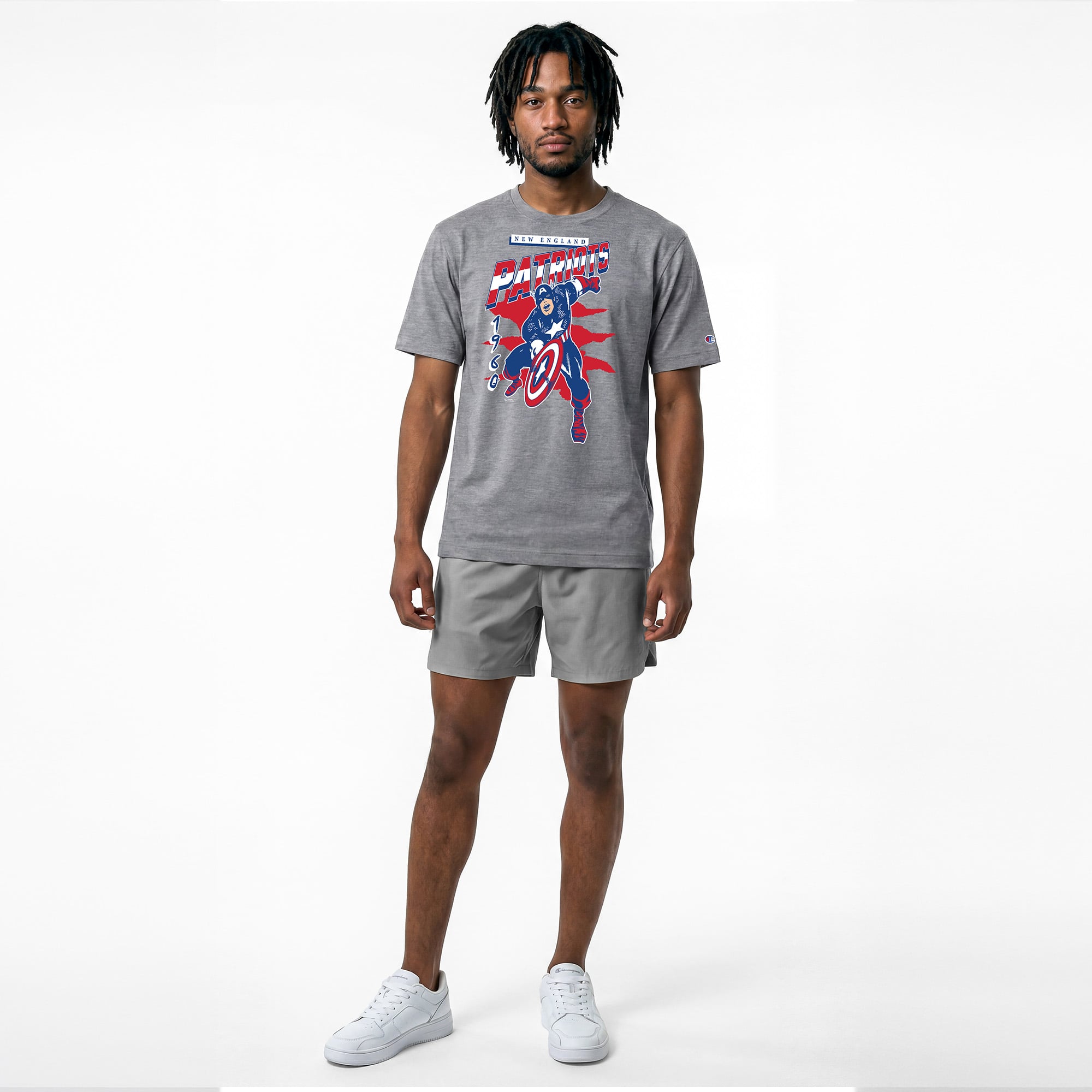 T-shirt homme Disney x Champion gris New England Patriots Captain America All-Star