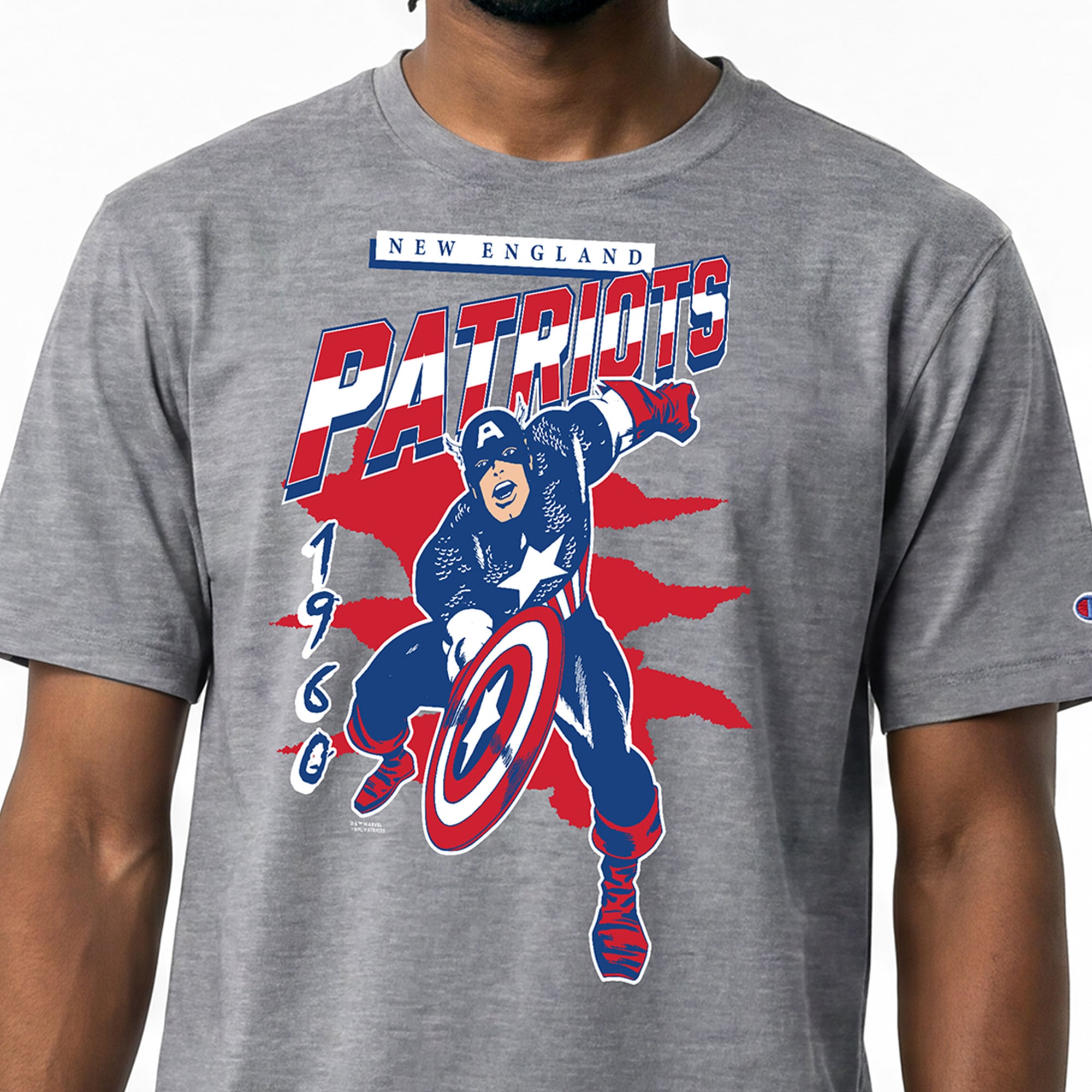 T-shirt homme Disney x Champion gris New England Patriots Captain America All-Star