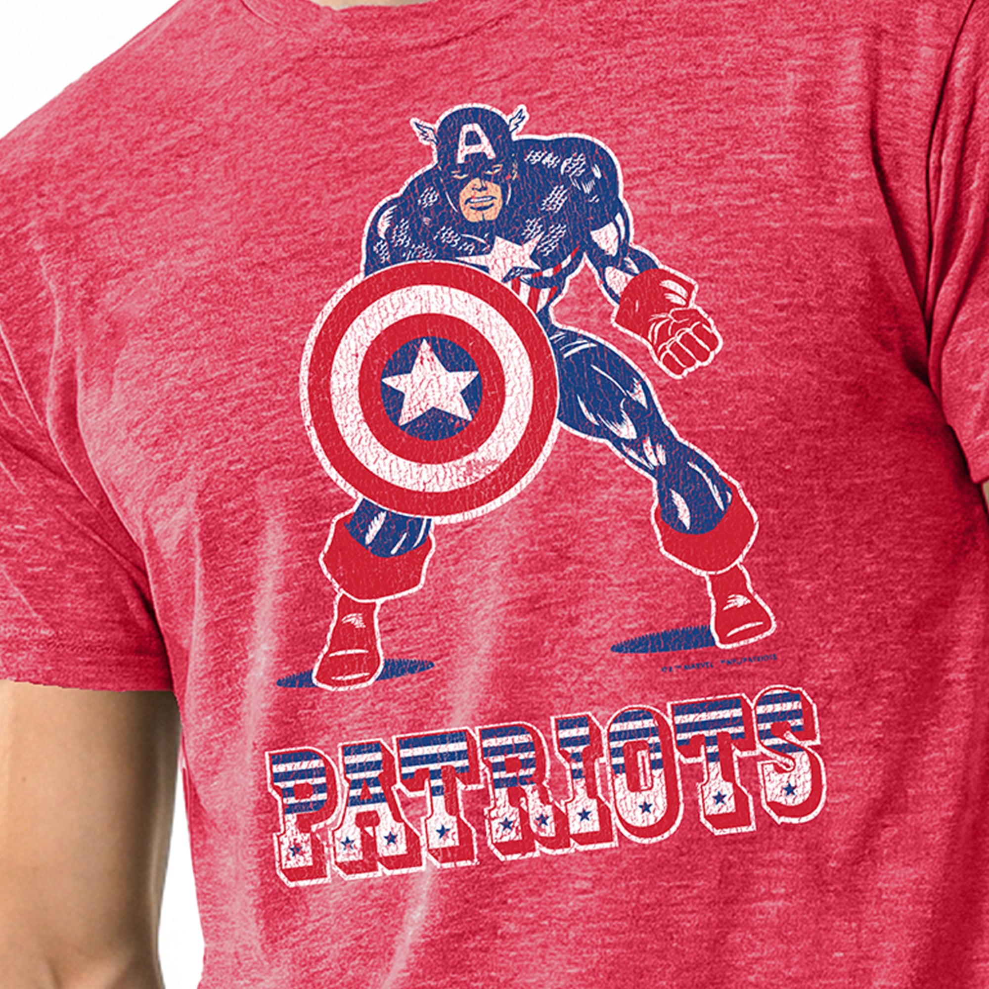 T-shirt homme Disney x Champion rouge New England Patriots Captain America en mélange de trois matières